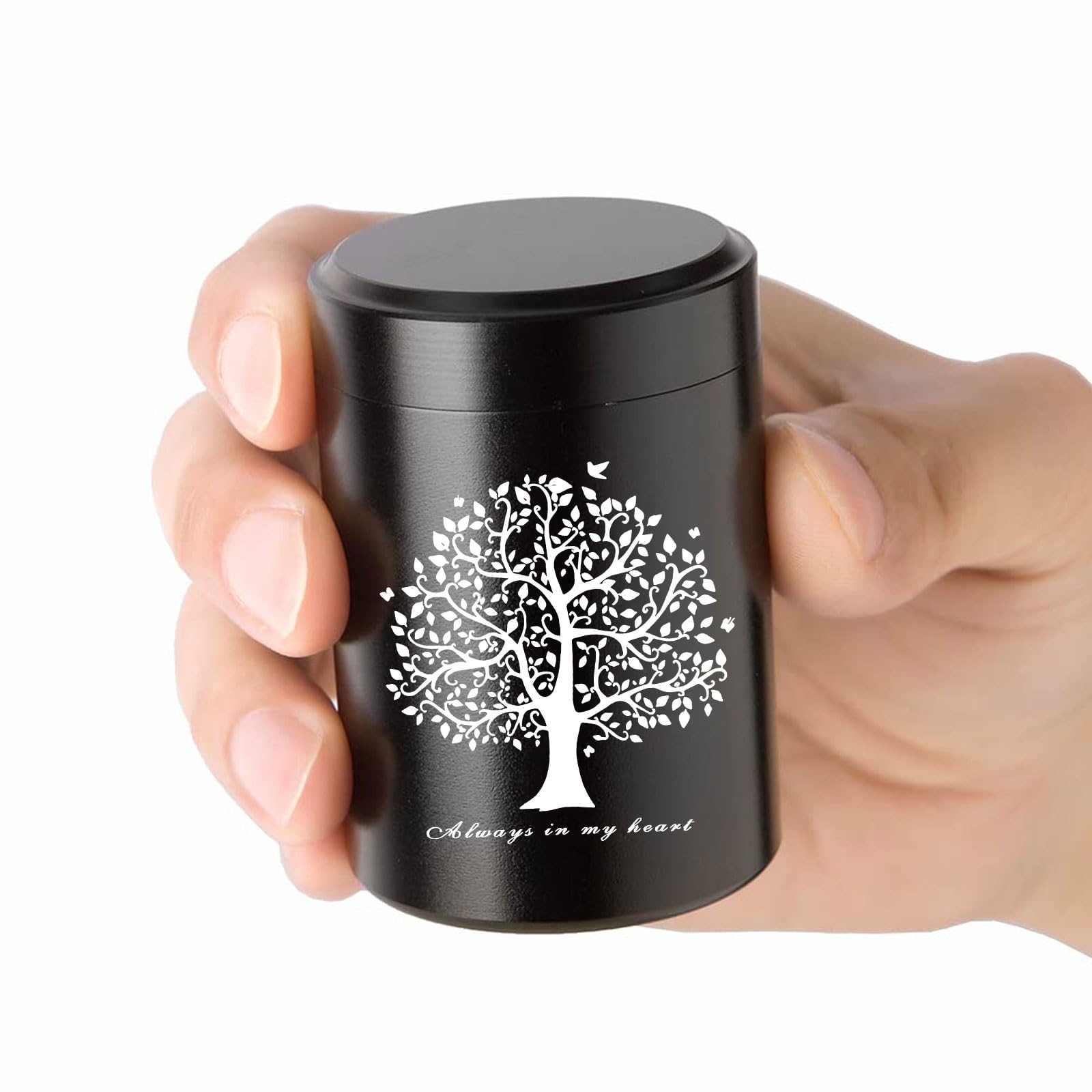Always in My Heart - Small Aluminum Tree of Life Mini Urn for Ashes, Memorial Keepsake