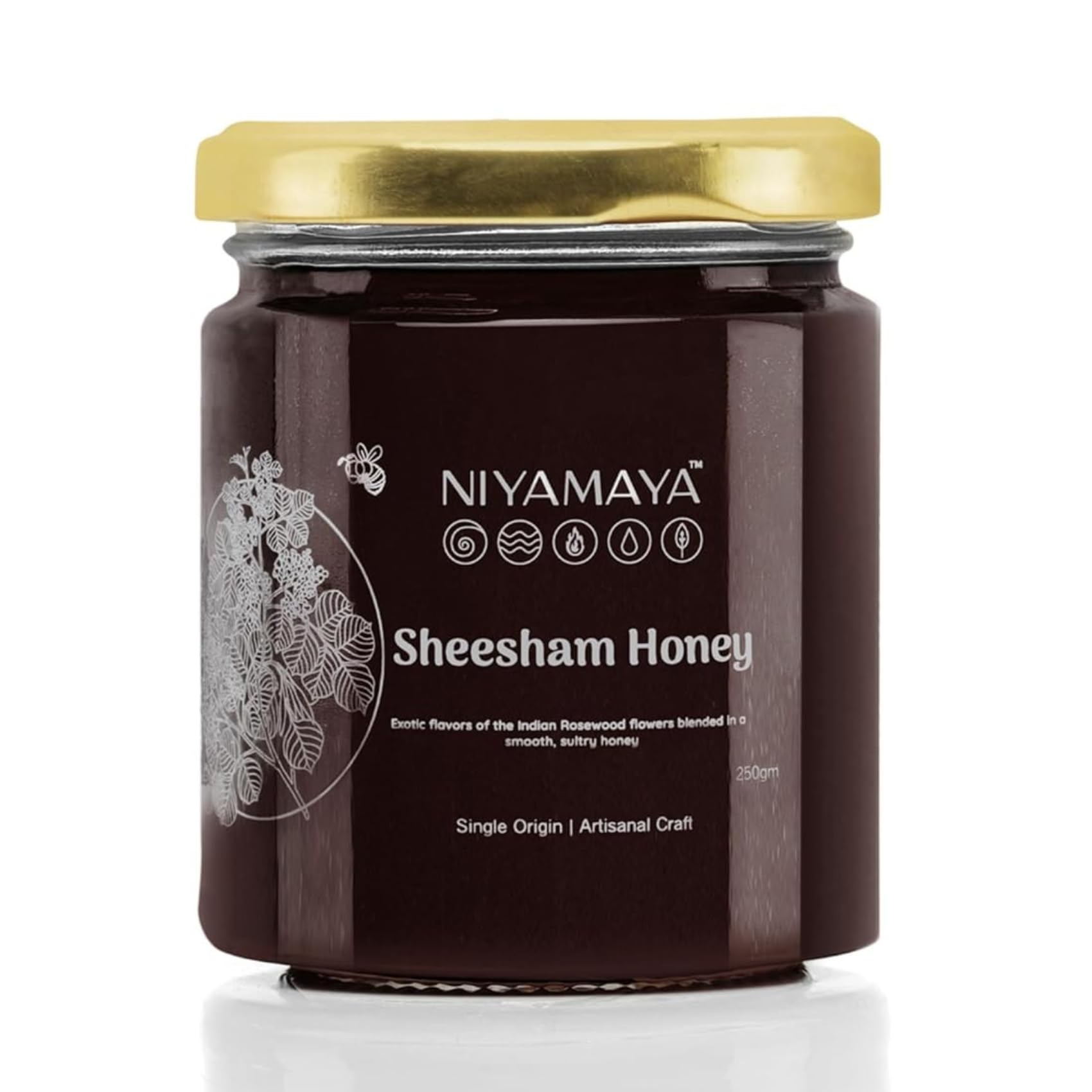 NIYAMAYA Sheesham Honey 250 gm Jar | 100% Pure Honey | Unprocessed Natural Sheesham Shahad | No Added Sugar No Adulteration