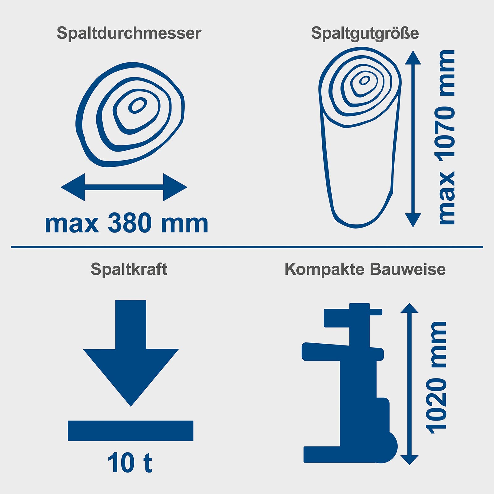 Scheppach Compact 10t Meterholz Holzspalter stehend 400V | 10 Tonnen Spaltkraft | 3500W Leistung | Holzlänge 1070mm / max. Ø 380mm | schwenkbarer Tisch | Hartholz & Weichholz - mit Fahrvorrichtung