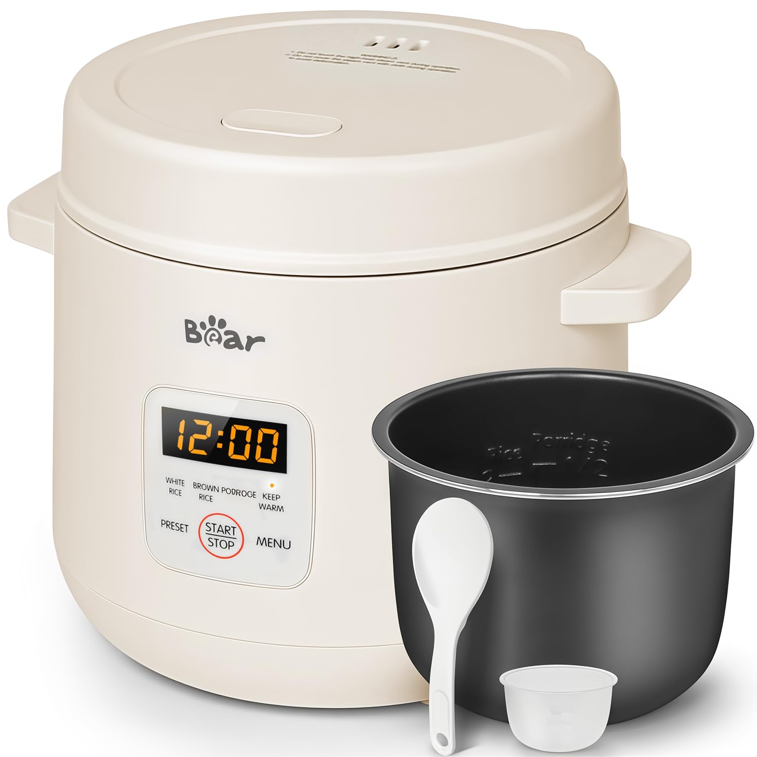 Bear Cuociriso 2 tazze non cotte, multifunzione da 300 W, con funzione di mantenimento del calore, funzione preimpostata, mini cooker elettrico, grigio