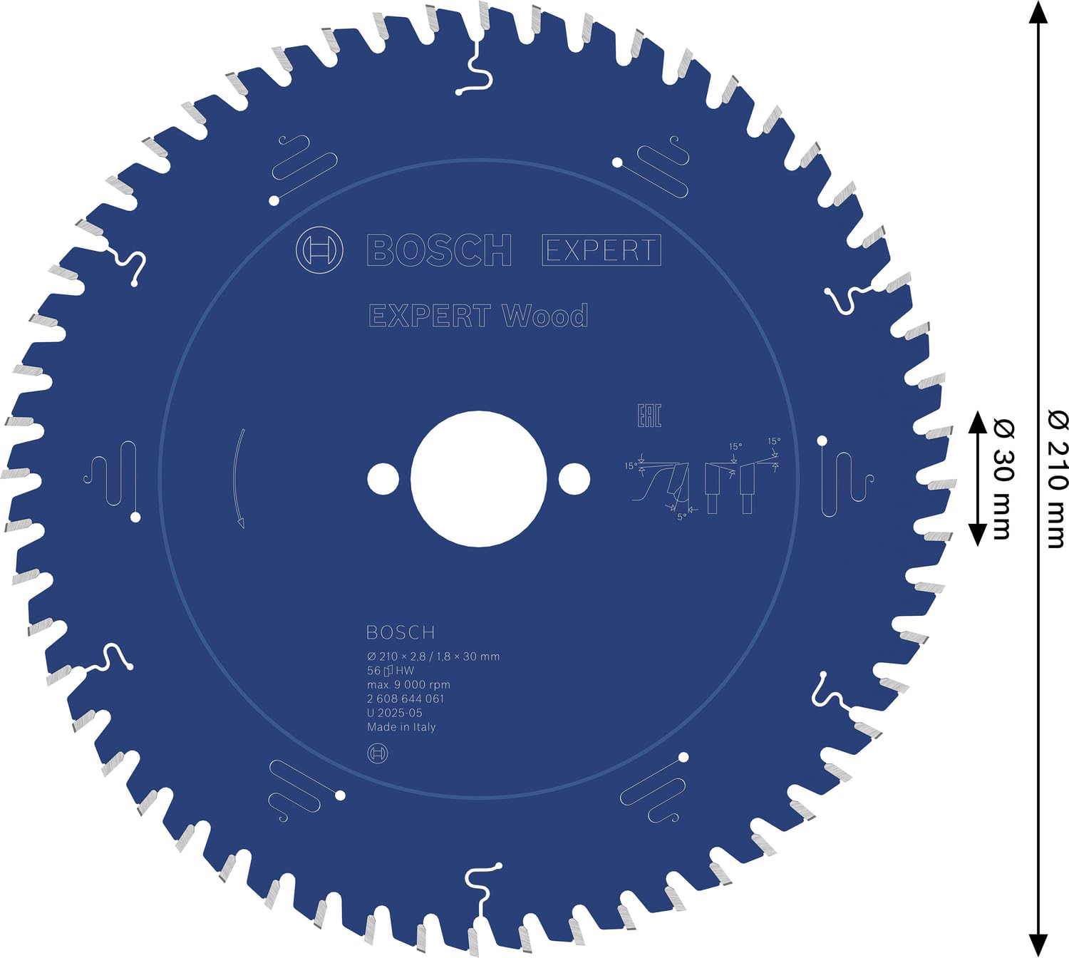 Bosch 1x Tarcza pilarska EXPERT Wood (do Miękkie drewno, Ø mm, Professional Akcesoria Przewodowe ręczne pilarki tarczowe, Pilarka wgłębna)