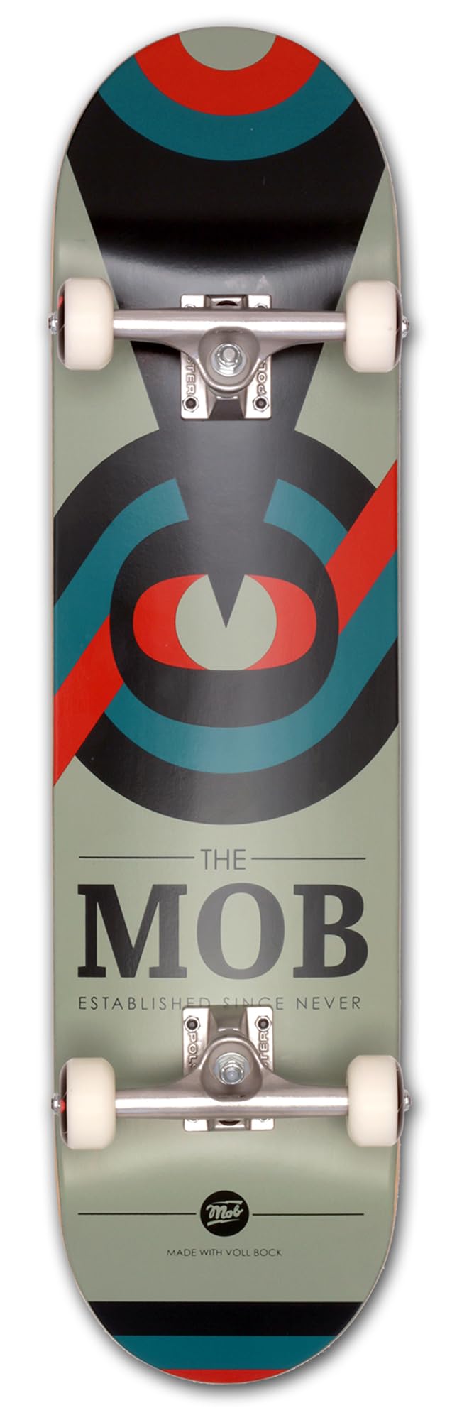 Mob Skateboard Eyechart 8.125 Complete – Skateboard complet 32 x 8,125" – Planche en bois d'érable 7 couches – Prêt à l'emploi – Skateboard débutant et professionnel pour adolescents, adultes, œil