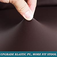 Vista 5 de Fundas para taburetes de bar de PU, paquete de 4 fundas de asiento redondas impermeables extraíbles lavables con bandas elásticas para taburetes