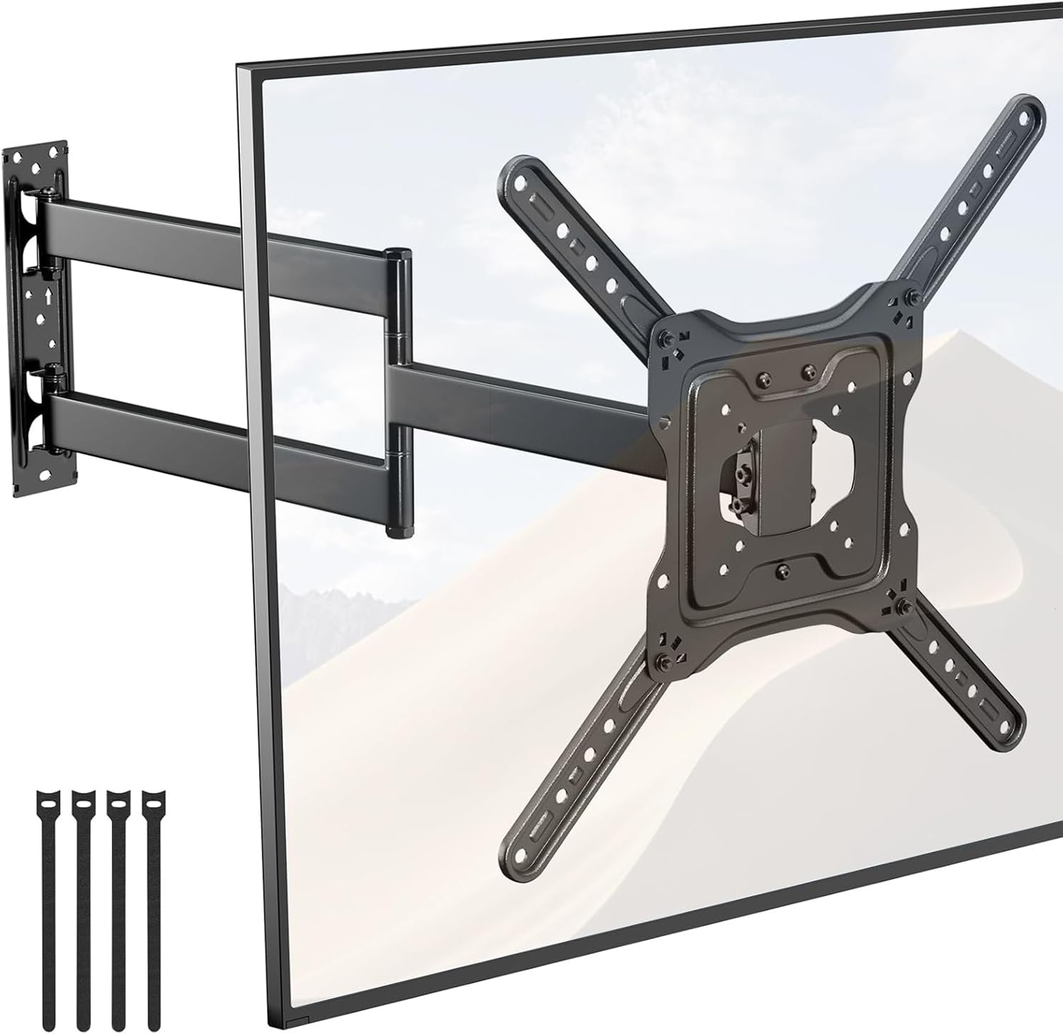 Soporte TV Pared con Brazo Articulado Extralargo para Planas de 23-65 Pulgadas, Soporte esquinero para TV con Soporte Giratorio e inclinable de 180°, MAX. VESA 400 x 400 mm, soporta hasta 35KG