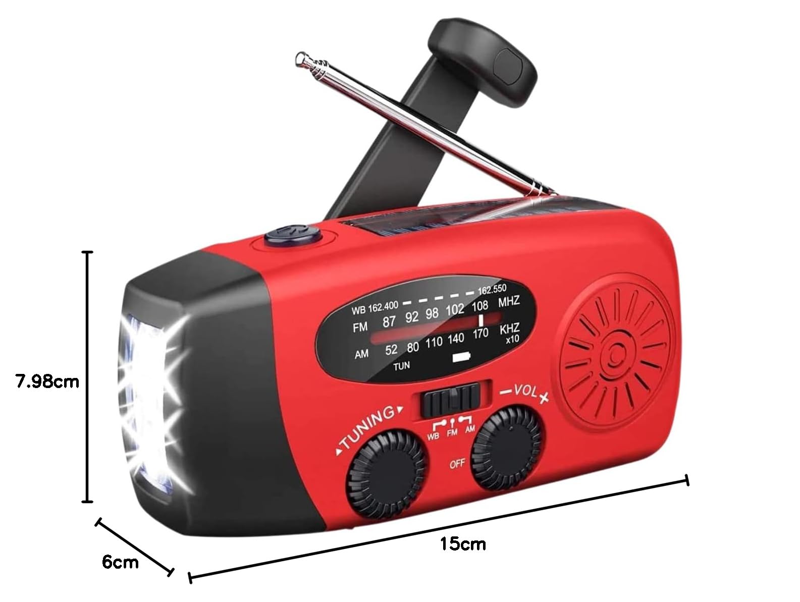 Notfall-Solarradio Solar Kurbelradio mit LED-Taschenlampe, AM/FM/NOAA Handkurbel Notfallradio mit 1200mAh Powerbank für Wandern Outdoor Camping