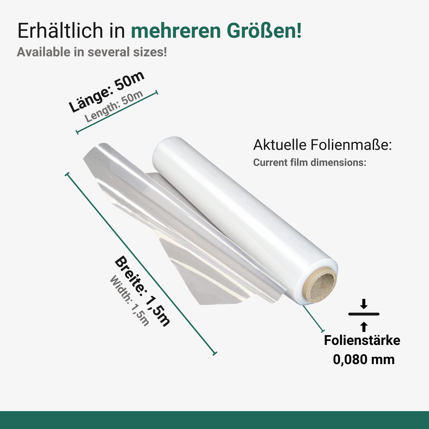 1 rotolo Jumbo 1,5x50m, 80μ pellicola di copertura PE pellicola di plastica pellicola di polietilene pellicola protettiva telone di protezione multiuso, pellicola antistrappo pellicola in LDPE