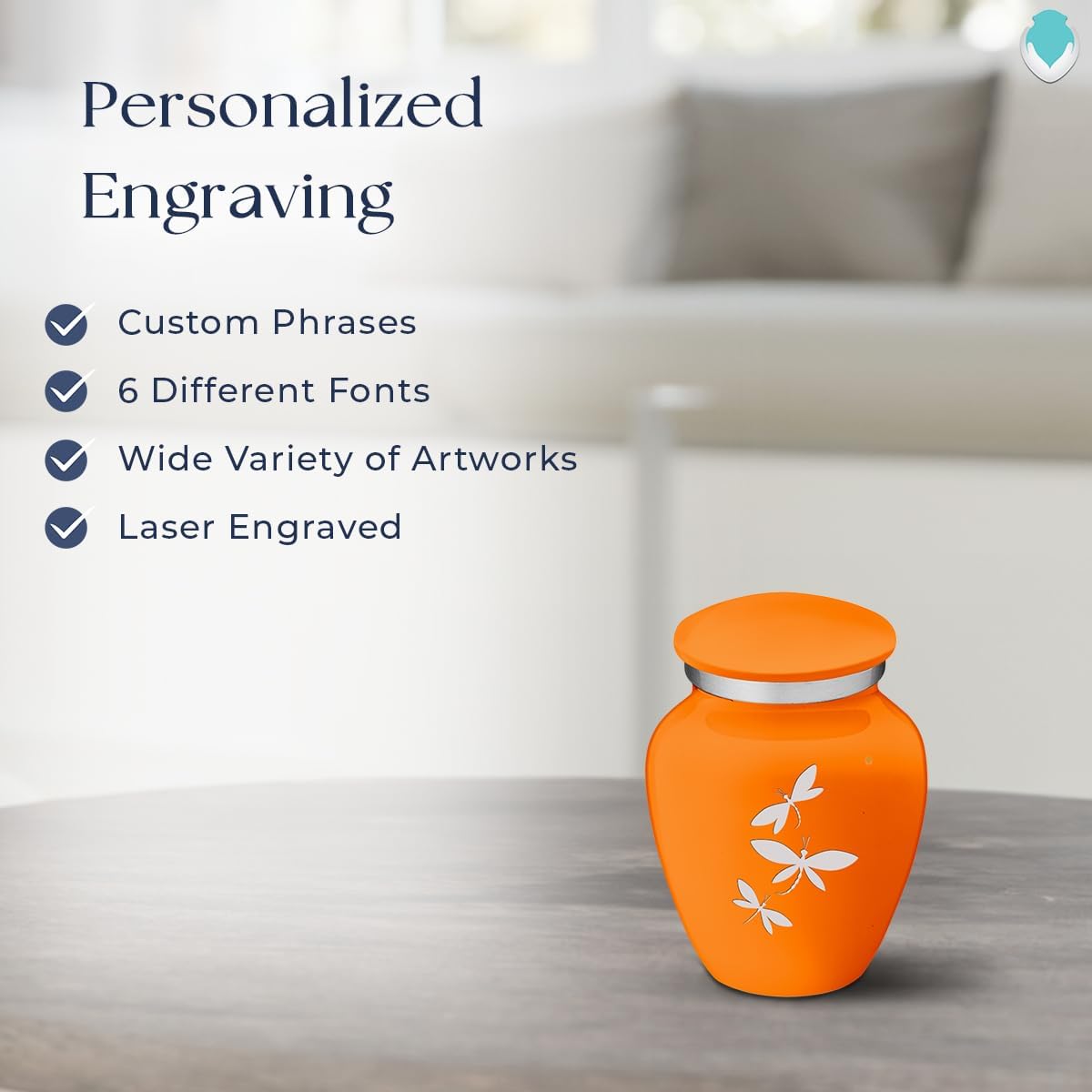 Geturns Embrace Keepsake Personalized Dragonfly Cremation Urns for Human Ashes I Burnt Orange Funeral Urn for Women and Men with Double Side Engraving I 3.5 lbs