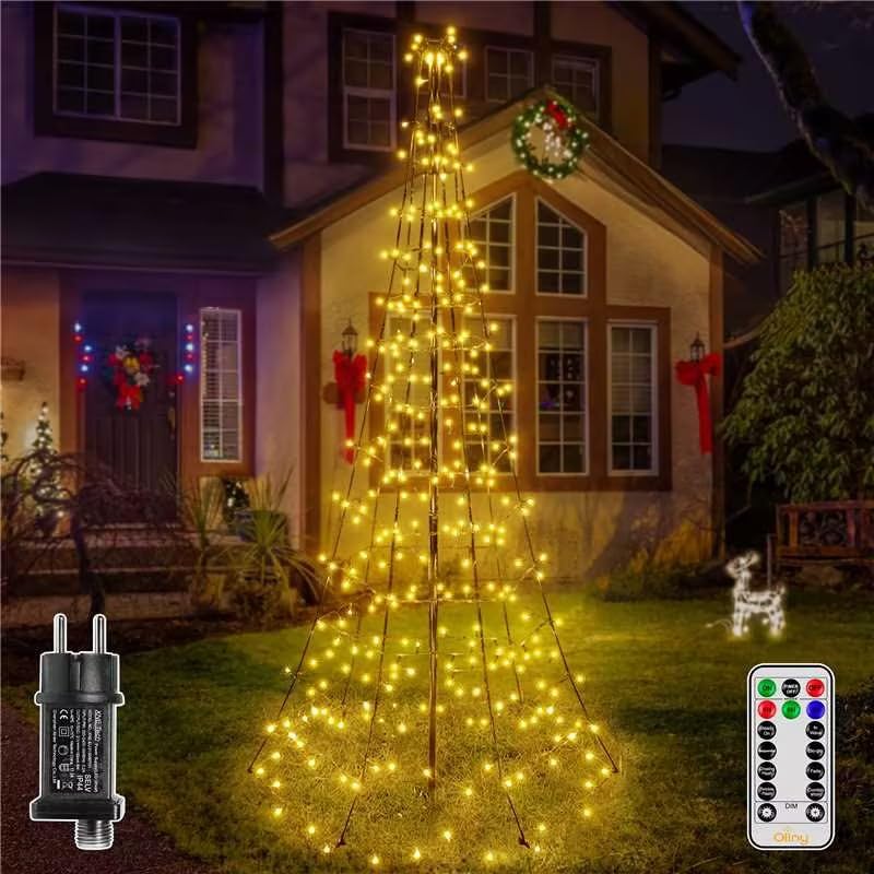 Ollny Weihnachtsbeleuchtung außen 202LEDs 180 cm Lichterkette...