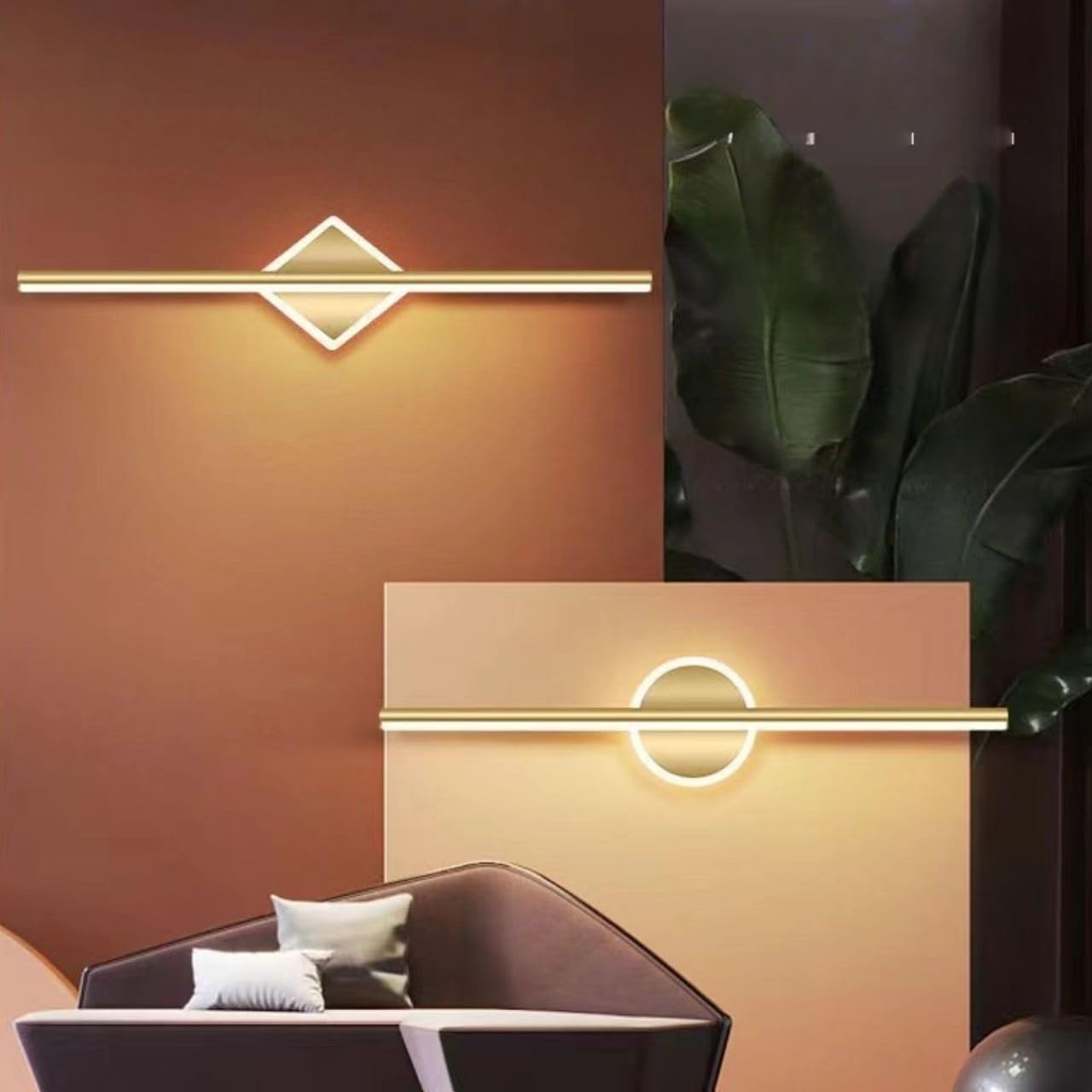 Luce specchio bagno Oro/Nero Lampada Specchio Bagno Luce per Specchio Bagno LED Moderna Illuminazione da Parete (Diamante d'oro, 80 centimetri)