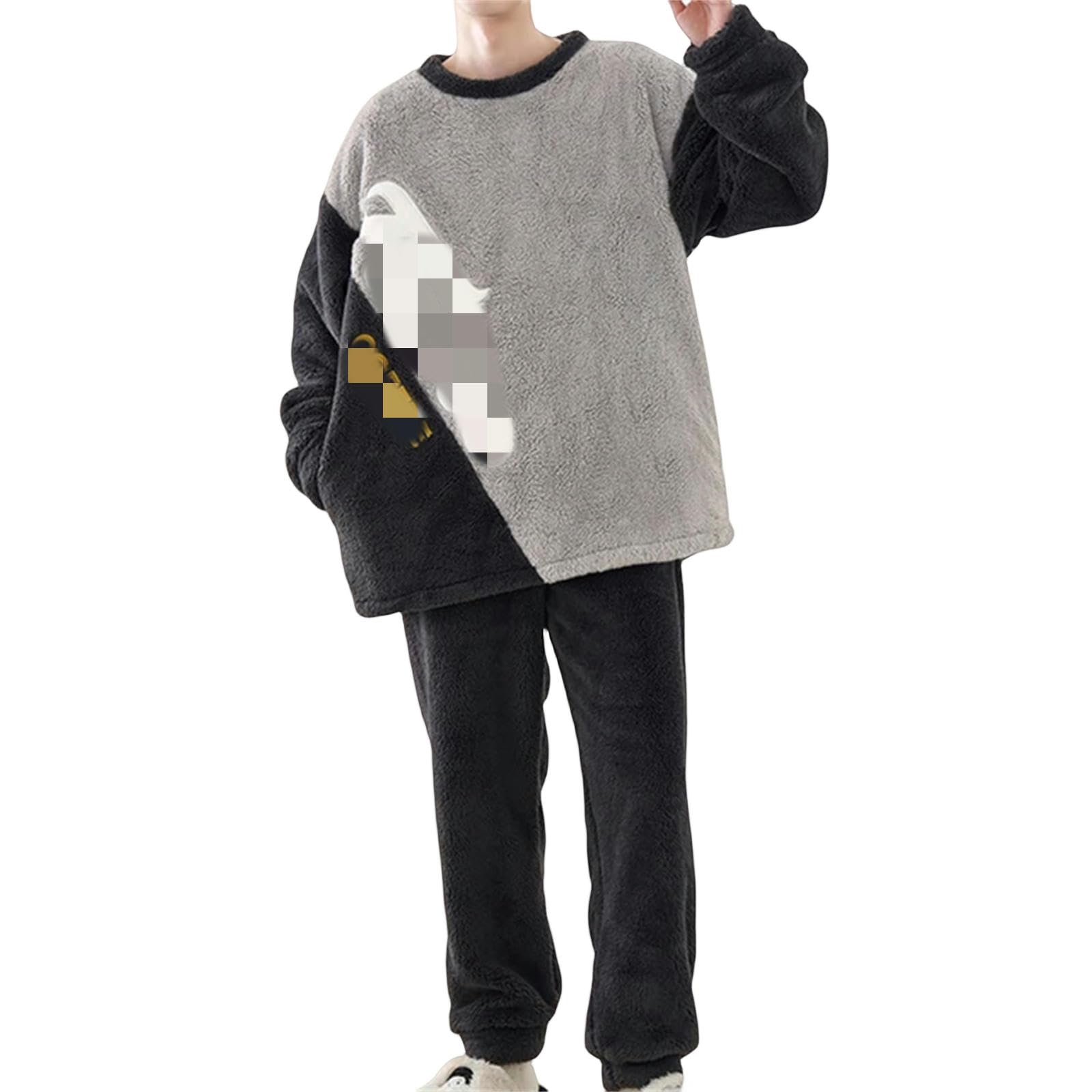 MdybF Męska zimowa piżama zimowa flanelowa męska piżama zimowa ciepła bielizna nocna duży rozmiar 5XL pulower piżama gruba bielizna nocna, 2903 m, 5XL