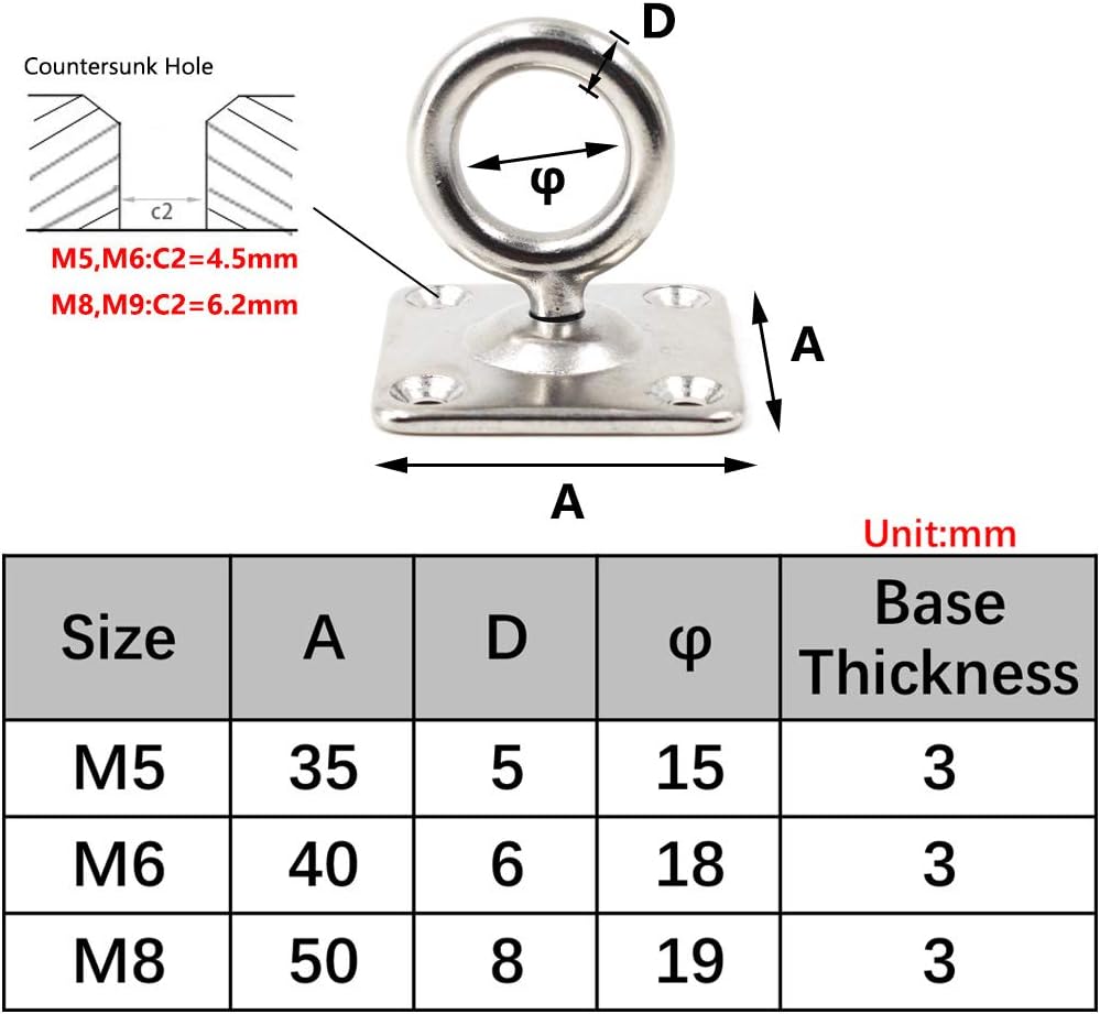 Cheapest 🛒 M5 Swivel Ceiling Mount Hook Heavy Duty 304 Stainless Steel for Yoga Swing Boat Rigging Marine Deck Hardware(4PCS)