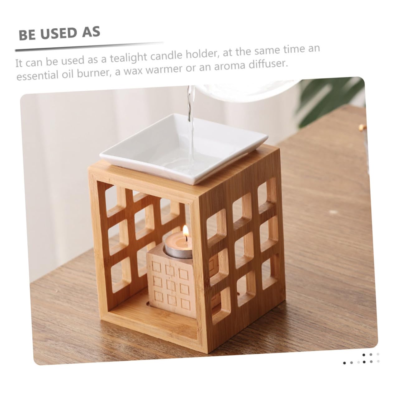 Quemador de Cera de Aromaterapia de Cerámica y Madera 150ml para Derretir Aceites Esenciales en Sala o Dormitorio Diseño Elegante y Funcional