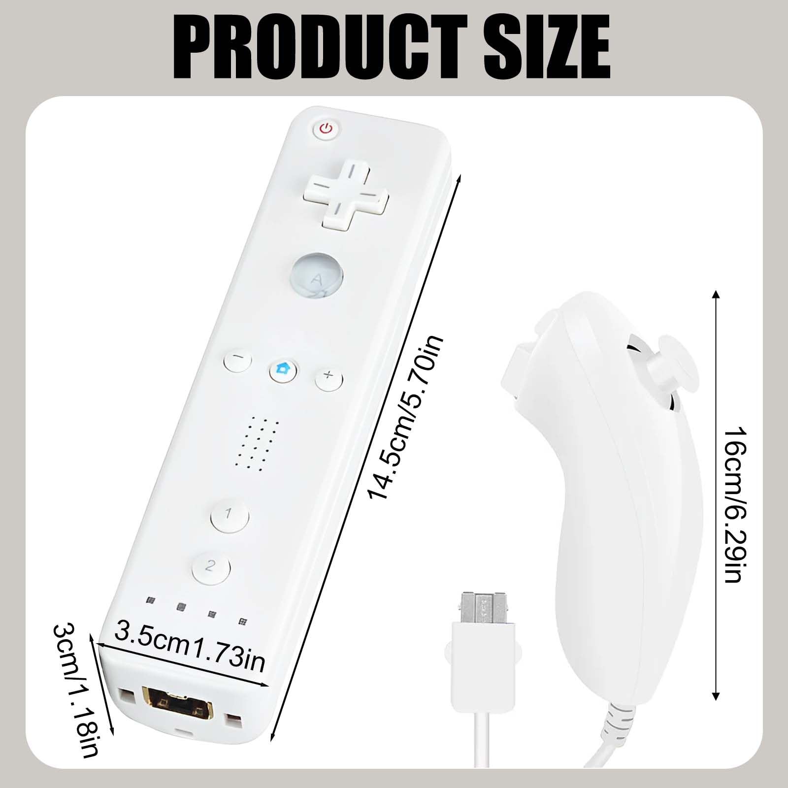 Leikurvo Manette de jeu à distance Wii, télécommande Wii avec Nunchuck, manette Nunchuck pour connexion Wii Remote Plus manette de remplacement Jostick poignée de jeu pour console Wii/Wii U(blanc)