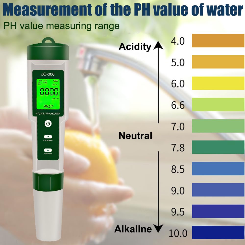 Medidor de pH 10 en 1, EC TDS ORP H2 SALT S.G Temp MΩ Nutriente líquido | Medidor EC y pH Piscinas, Analisis Acuario Digital, Medidor de Sal Piscina, Test pH Digital Acuario, Spa, Hidroponía, Pecera