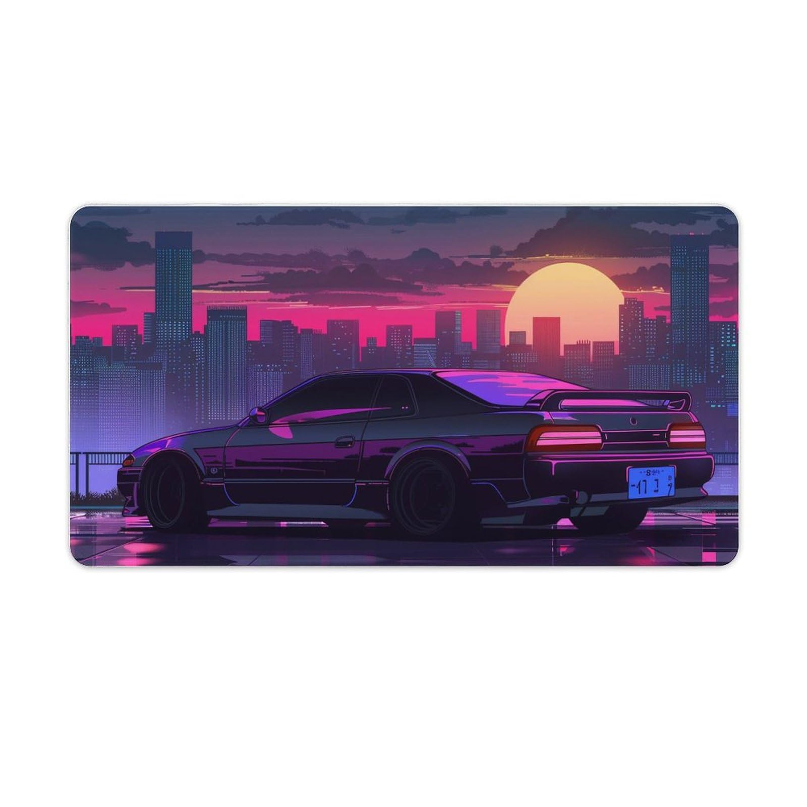 Large Mouse Pad Black S13 Synthwave Retrowave Cityscape Desk Mat Computer Accessories Gaming Office Organizers Supplies Decor Essentials