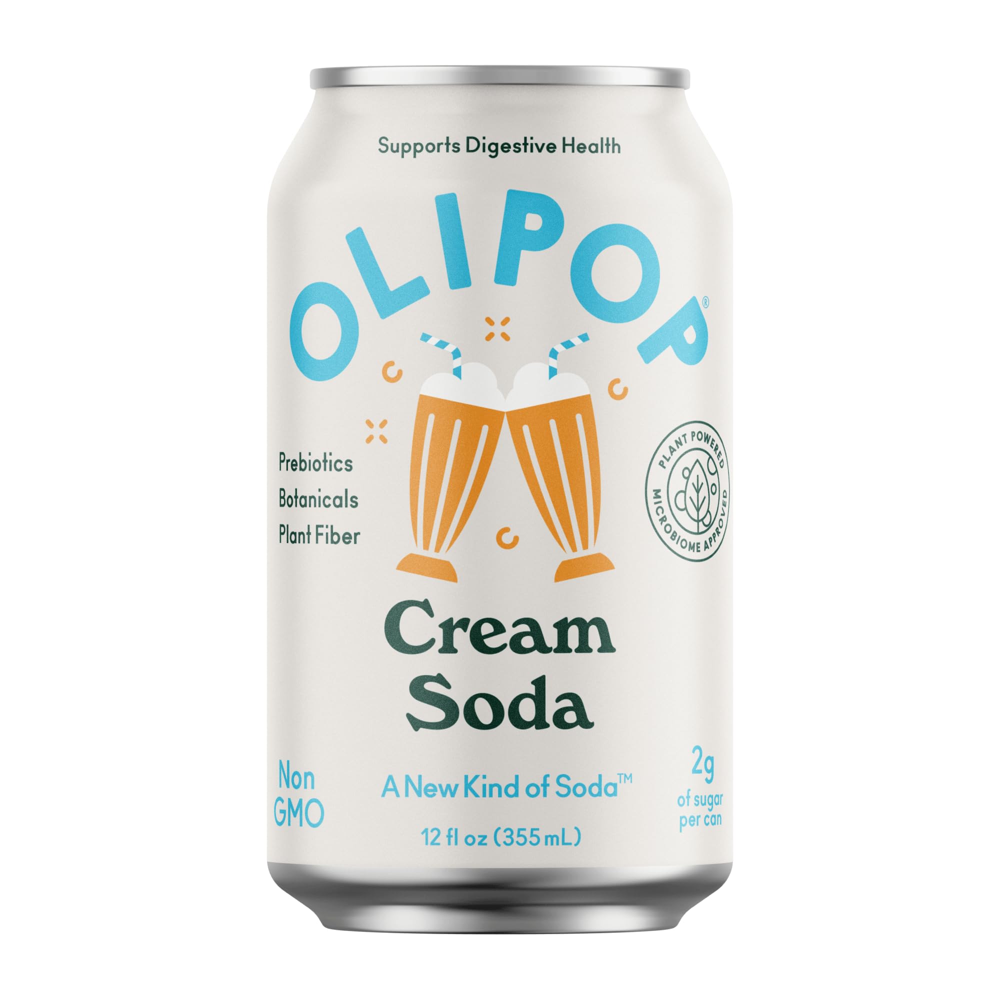OLIPOP Prebiotic Soda Pop Cream Soda Prebiotics Botanicals Plant Fiber 12 fl oz 4 Cans — view 2