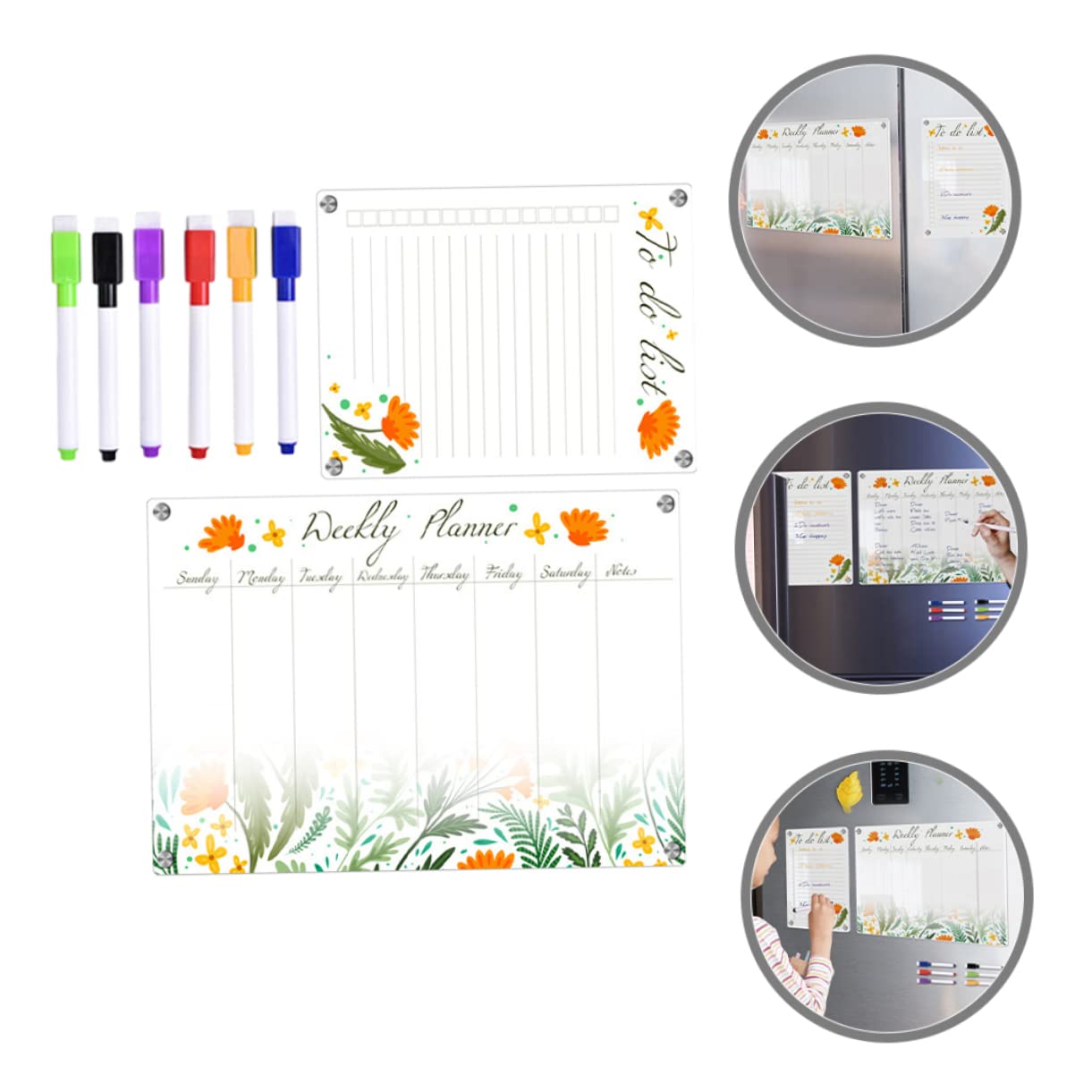 OSALADI Lavagna Magnetica Trasparente Per Frigorifero Planner Cancellabile Secco Riutilizzabile Per Note e Promemoria Calendario Settimanale Organizer Per Casa e Ufficio