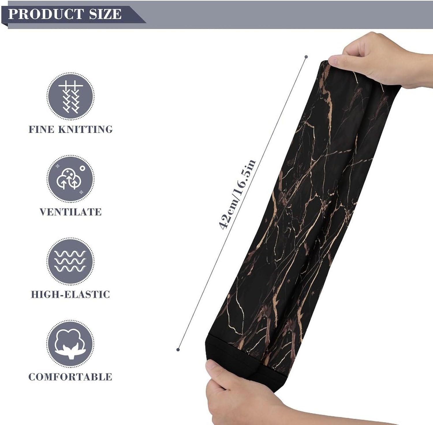 Black Gold Marble Mid-Calf Socks Women Warm Knee High Socks Cozy Hiking Skiing Soft Boot Mid Calf Stocking Unisex