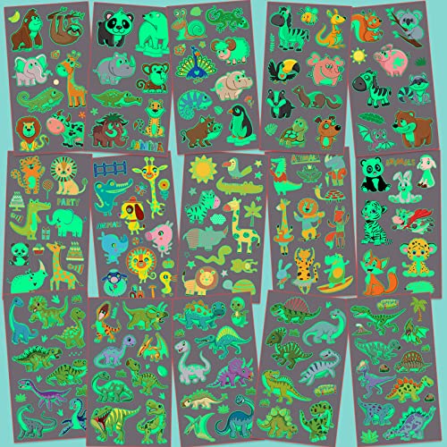 Metker Sharks,Animals,Space(320Pcs) Kids Luminous Waterproof Temporary Tattoos,Fake Tattoo Sticker Party Supplies For Children,Glow Party Supplies Gifts Goody Bag Stuffers Party Bag Fillers #TOP4
