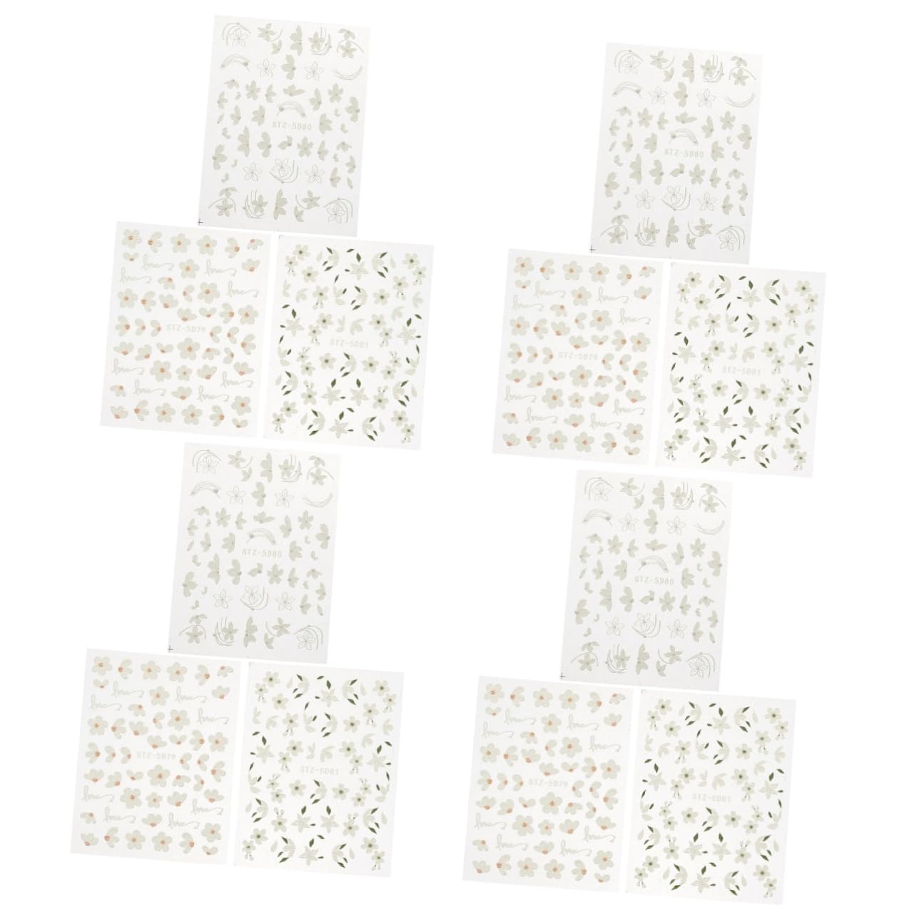 Calcomanías De Uñas De Flores Flor De Manicura Pegatinas Clavos Calcomanías De Uñas En Auto Adhesiva Decoración De Uñas De Flores Resina 3 Hojas*4