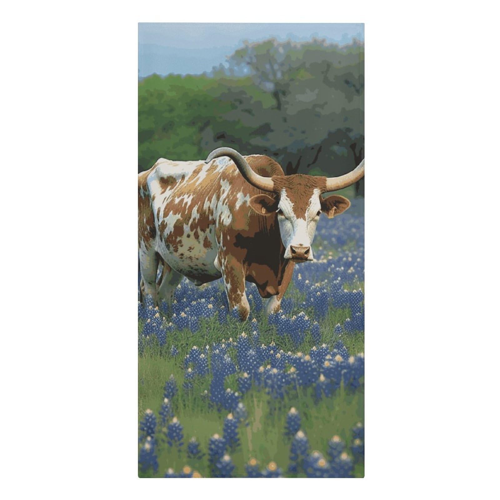 Fodpand Girls Style Lightweight Microfiber Large Overszed Bluebonnet Longhorn Beach Towel 30.3X61.4 In Sand Blanket Travel, Swim, Bathroom, Women Adults Gift Soft Big Pool Swim Towels
