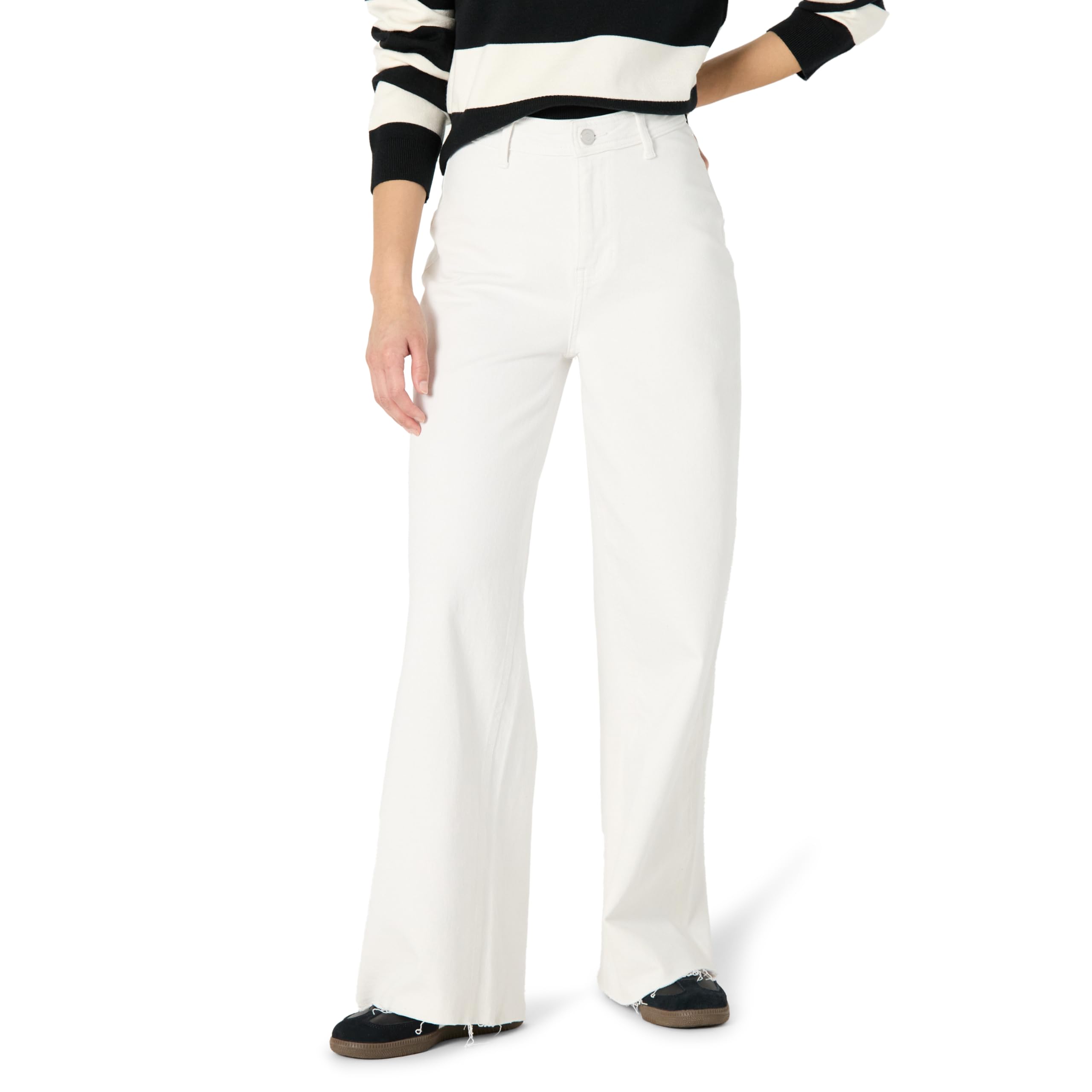 The Drop Kori Relaxed Wide Leg Jeans, White, 14