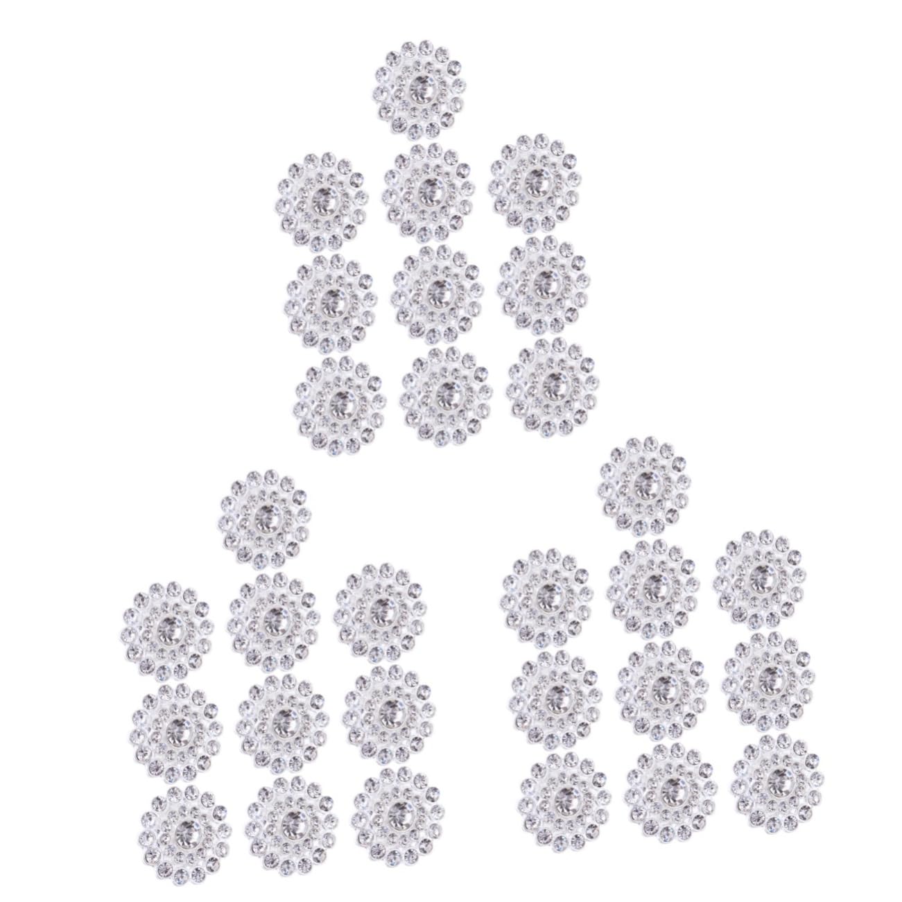 Lurrose 30stücke Strassverzierte Knöpfe Aus Legierung Elegante Runde Schmuckaccessoires Silber Für -dekorationen Hochzeiten Und Partys Für Frauen Und Damen