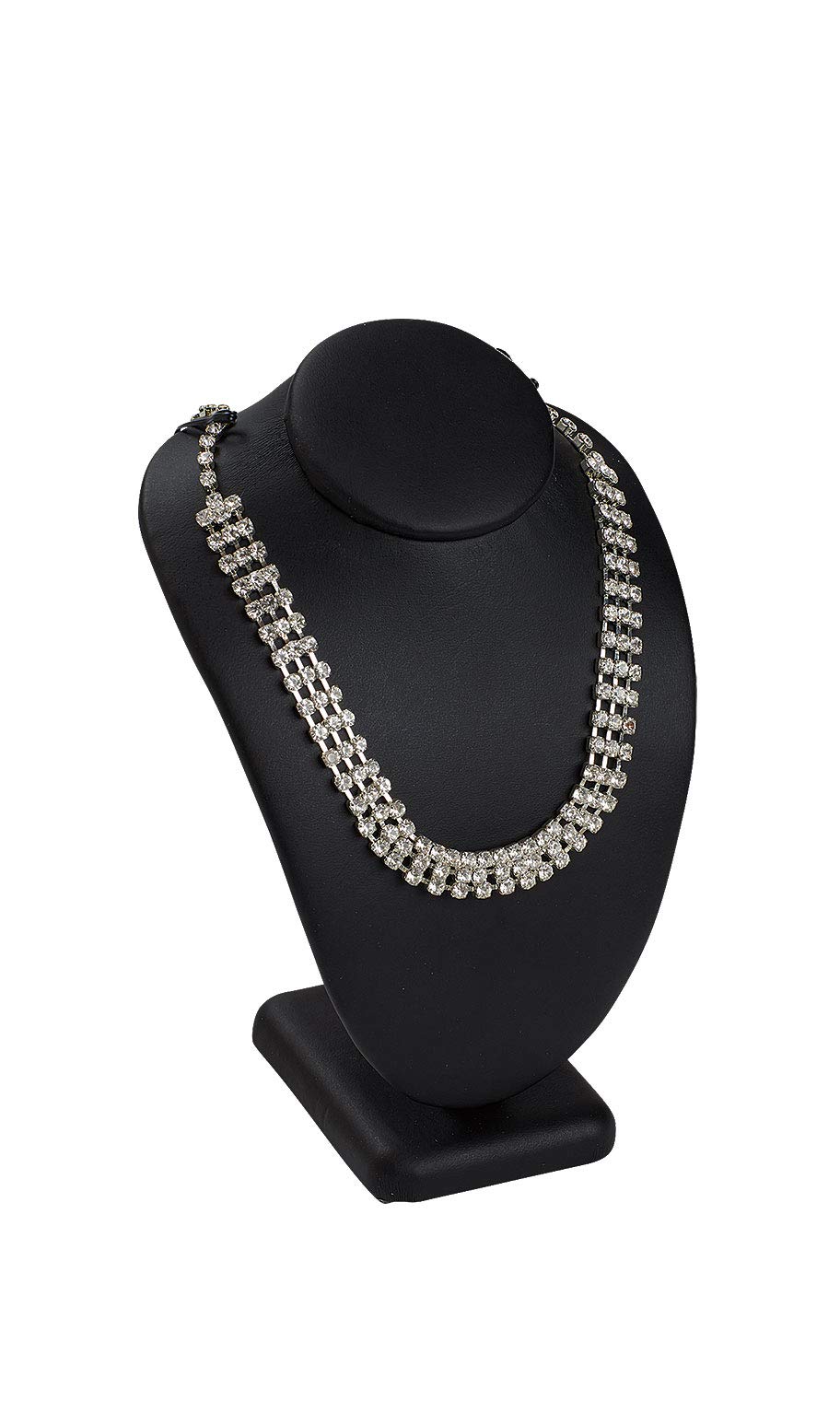 SSWBasicsSmall Black Faux Leather Necklace Display - 4”W x 3½"L x 5½”H