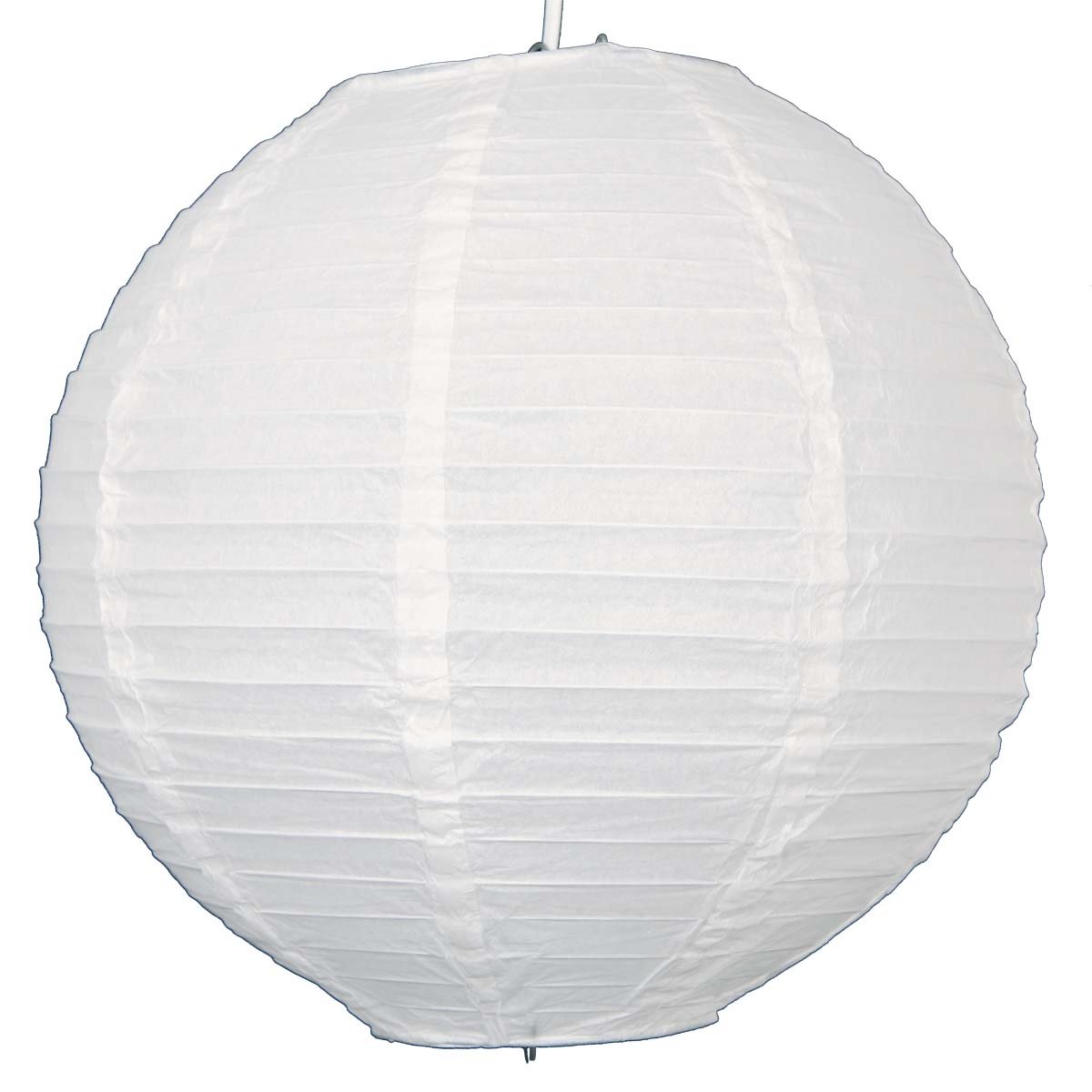 1 x 14" White round paper lantern with wire ribbing