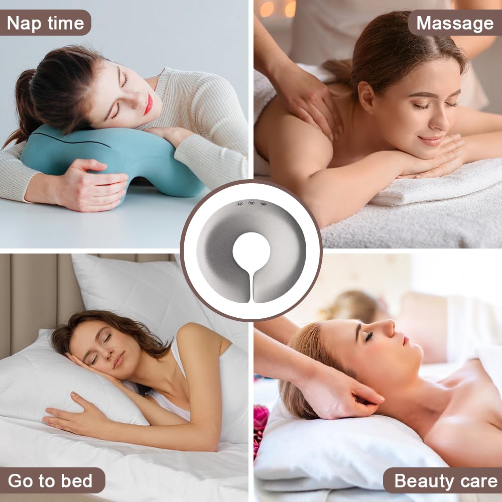 Cojín de masaje facial, cojín de masaje facial en forma de U, orificio para la cabeza del cojín de masaje, reposacabezas de masaje para la cama para escritorio, spa, salón