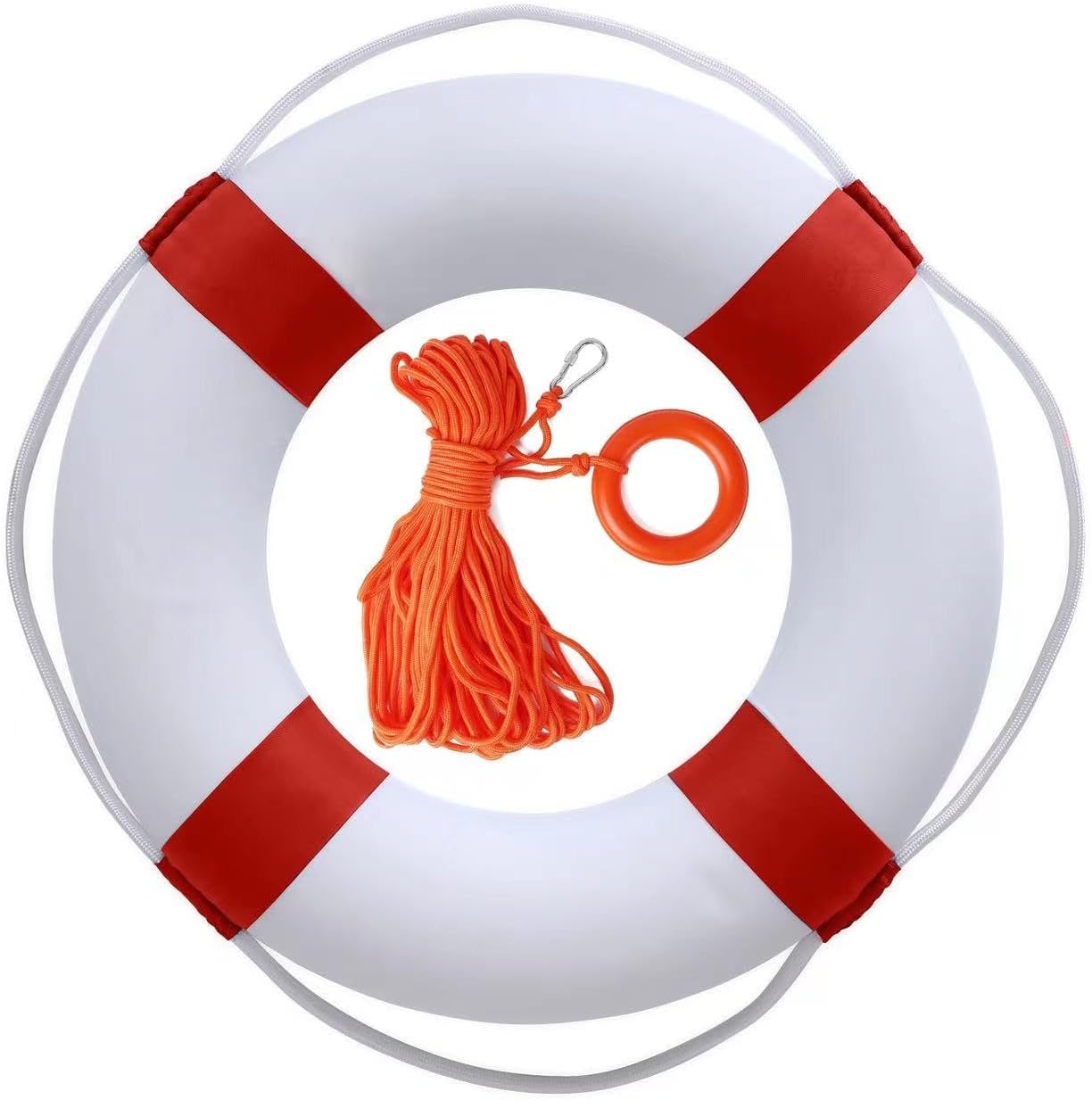 20 Inch Pool Safety Life Preserver Ring Buoy for Pool, Swimming Swim Foam Ring Pool Buoy Pool Safety Throw Rings with 98.4FT Water Floating Lifesaving Rope Red w/98.4FT Rope