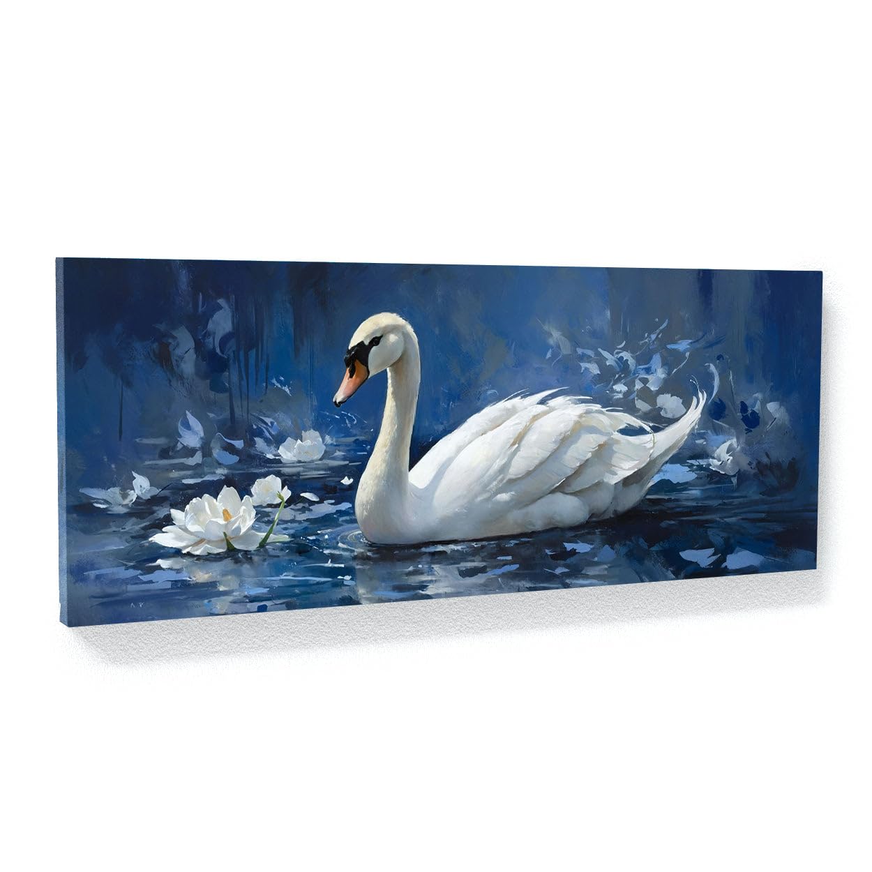 Amazon.com: Sense Canvas Swan Elegant Blue Harmony 19 Canvas Art