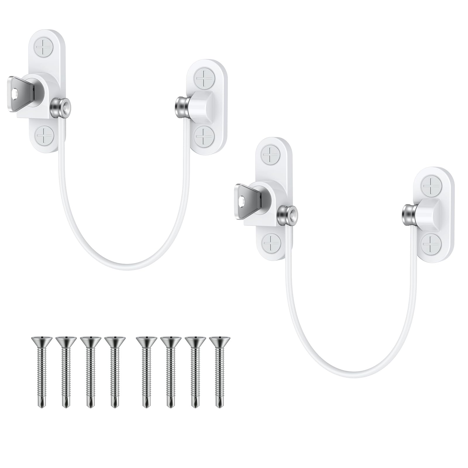 Window Locks for Upvc Window Durable Window Restrictors Child Safety Reliable Window Safety Restrictor 20CM Wire Long Window Security Lock with Screws for Home Office Safety