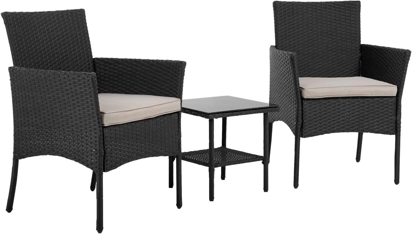 GUNJI Patio Furniture Sets 3 Pieces Outdoor Conversation Set with Coffee Table Patio