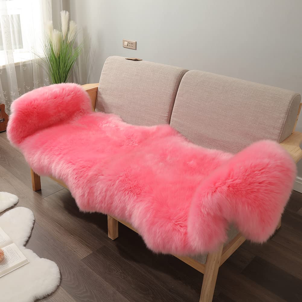 LLB Genuine Sheepskin Area Rug Wool Rug Fur Carpet Fluffy Shaggy Fur Rug for Living Room Kids Bedroom Real Sheepskin Throw Lambskin Rugs Sofa Mat