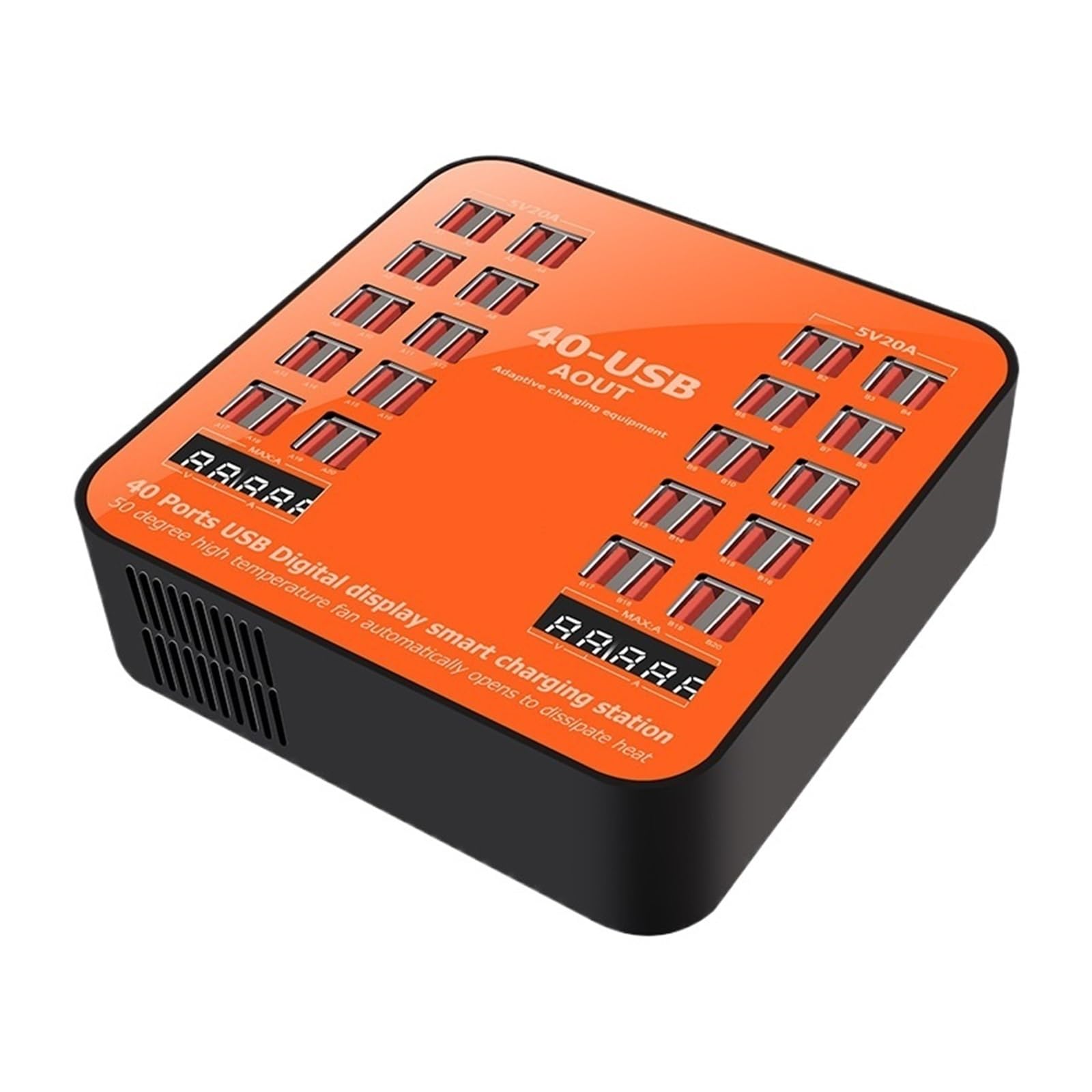 200W 40-portowa Ładowarka USB Do Adaptera HUB Stacja Ładująca Gniazdo Dokujące Ładowarka Do Telefonu Stacja Ładująca Multi USB Szybki Sejf(Orange)