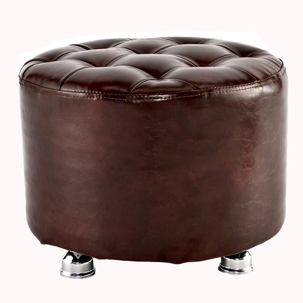 Reposapiés de cuero MU con patas de madera sólida y base rectangular de 40x30 cm en color sólido
