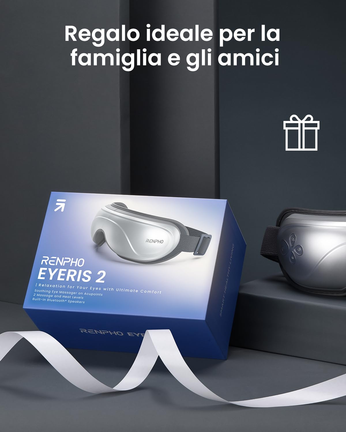 RENPHO Eyeris 2 - Extended Massaggiatore Occhi con Calore, Massaggiatore oculare per gli occhi affaticati e secchi, migliora il sonno, regalo di compleanno