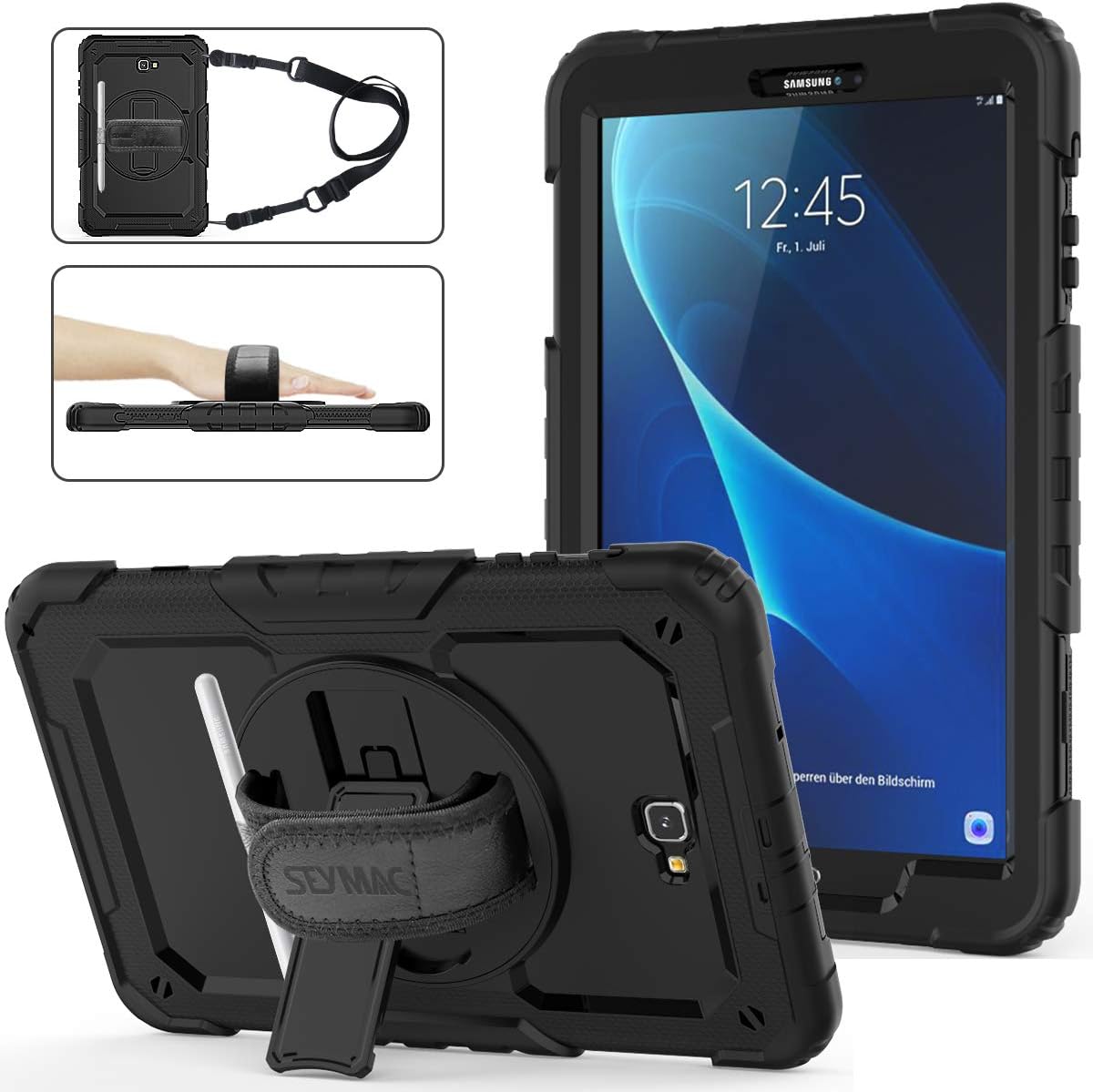 SEYMAC stock Case for Galaxy Tab A 10.1 T580/T585/T587 (Black)