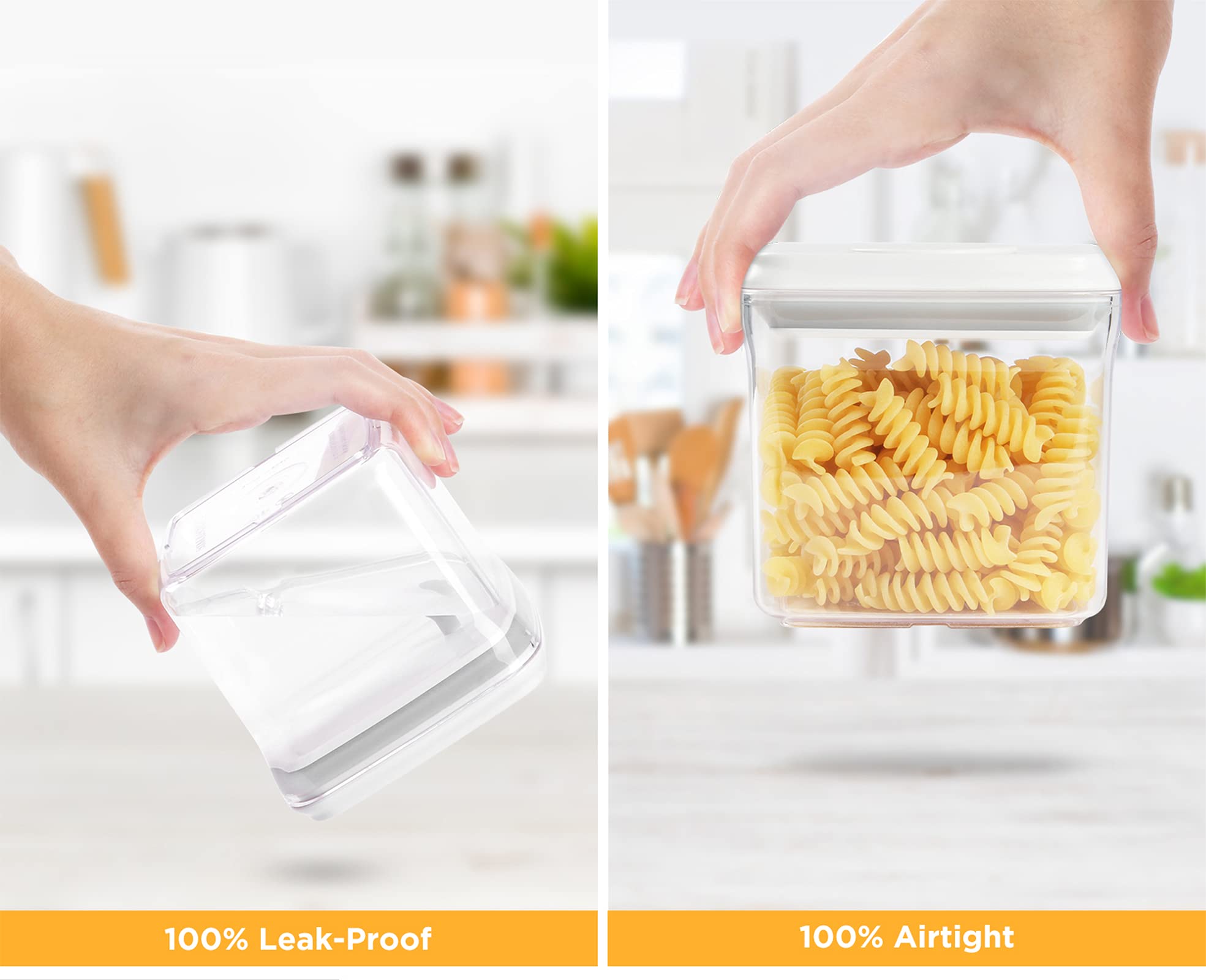 Airtight Food Storage Container, ANVAVA 500ml Stackable Square Clear
