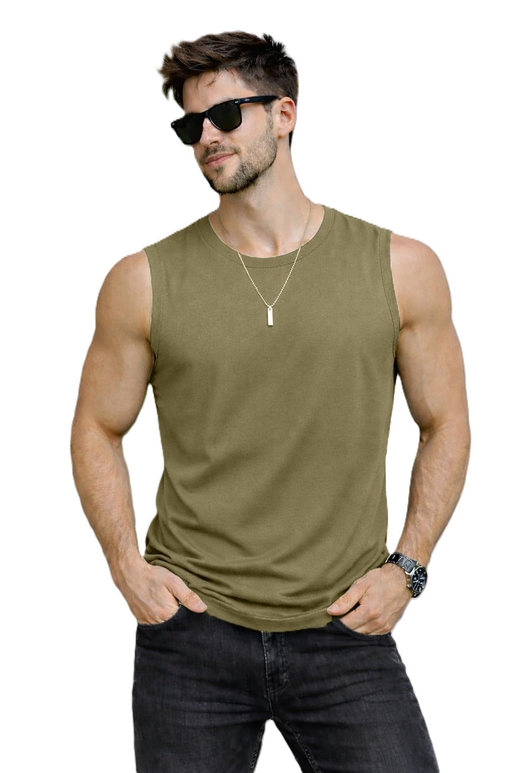 jugular Tank Tops Sleeveless T-Shirt for Men Gym Wear Vest Solid Stylish Round Neck Running for Sports Workout Fitness & Casual or Beach Wear-picture-51