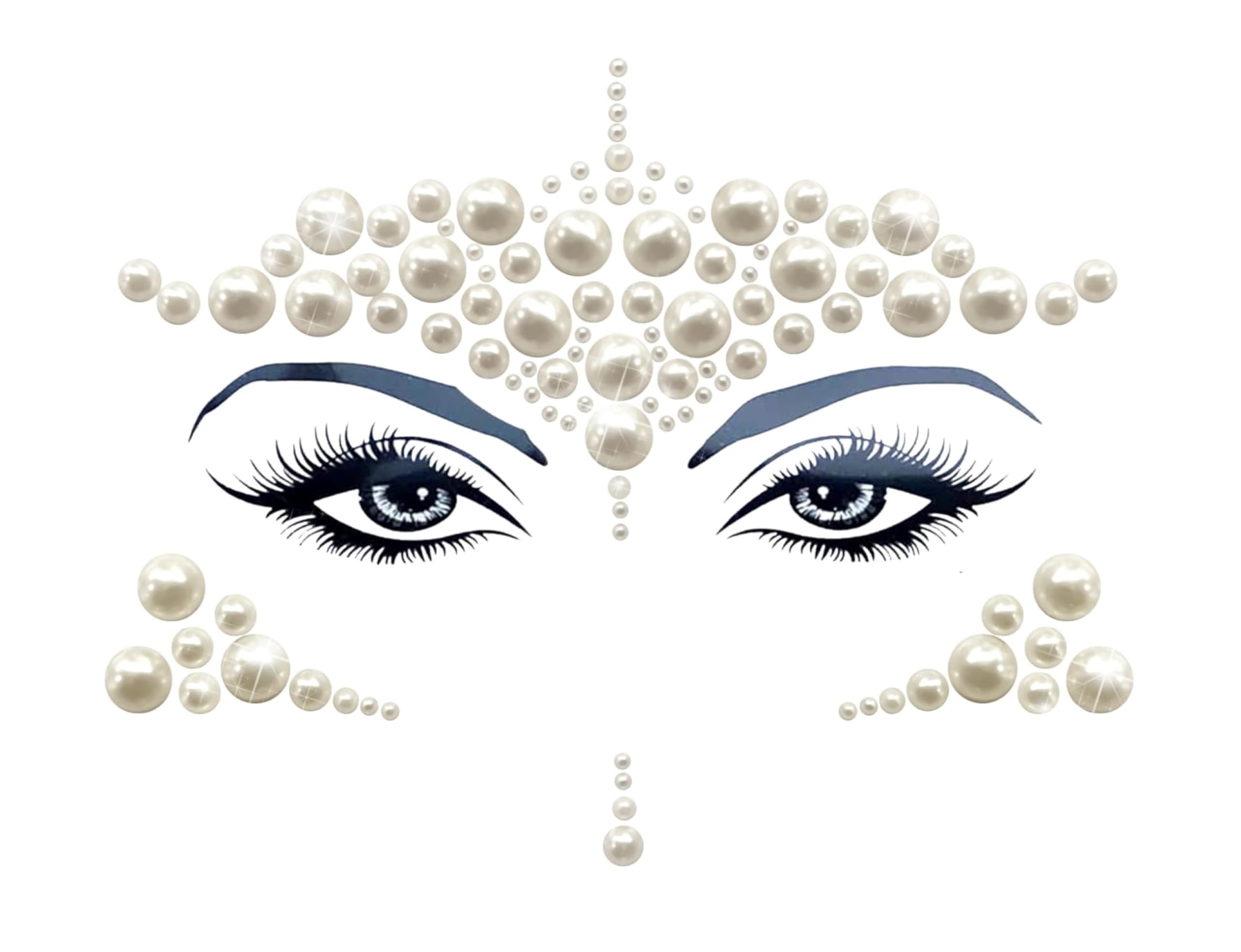 Neva Nude Mazu Iridescent With Pearl Crystal Face Sticker - Gems for Carnivals, Halloween, Festivals, Raves, & Parties | Medical Grade Adhesive,