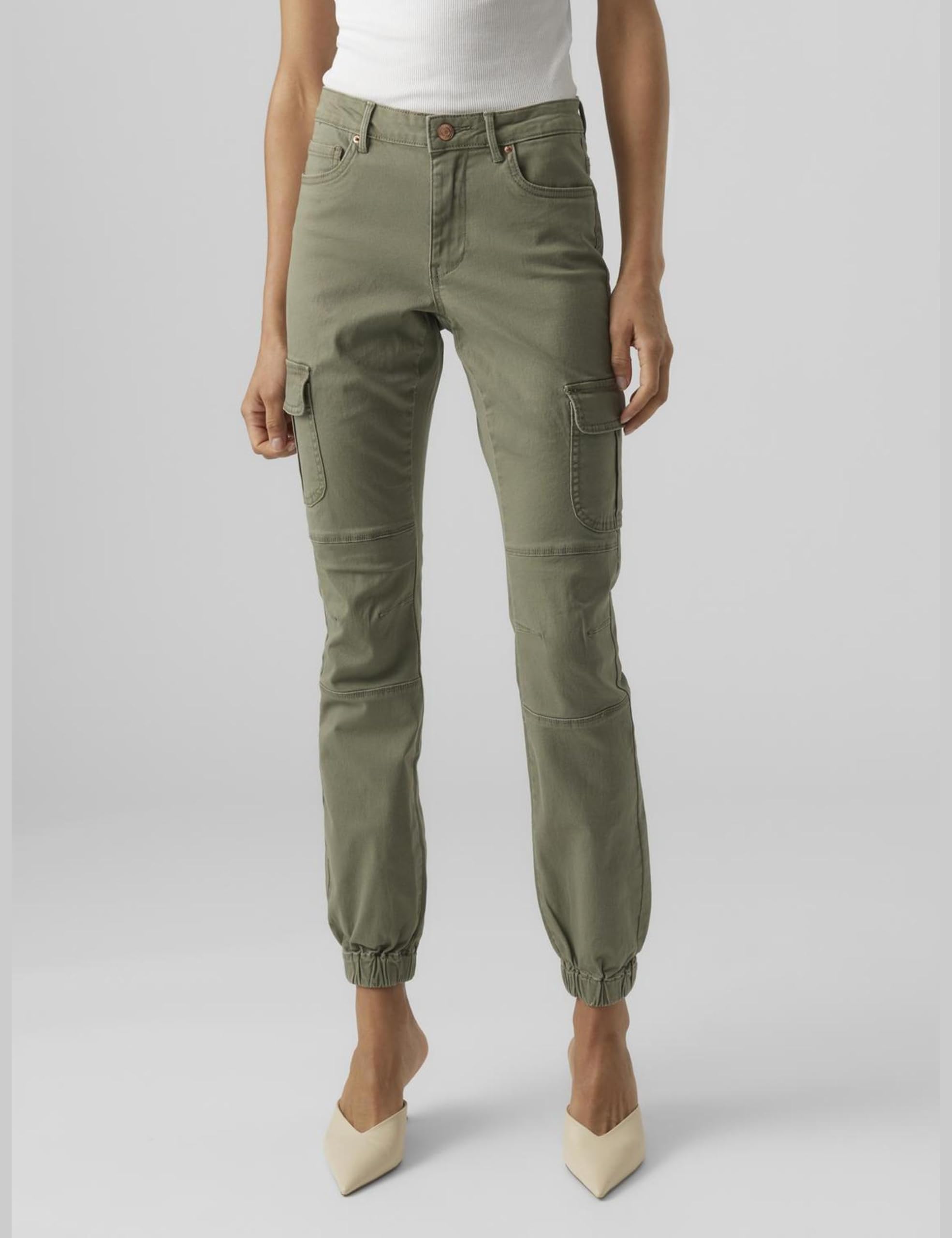 VERO MODA Pantalon en Jean Extensible pour Femme Pants Jogger Cargo Stretch Denim VMIVY