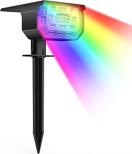 Color Outdoor Lights, 9 Light Modes Solar Spotlight Outdoor 