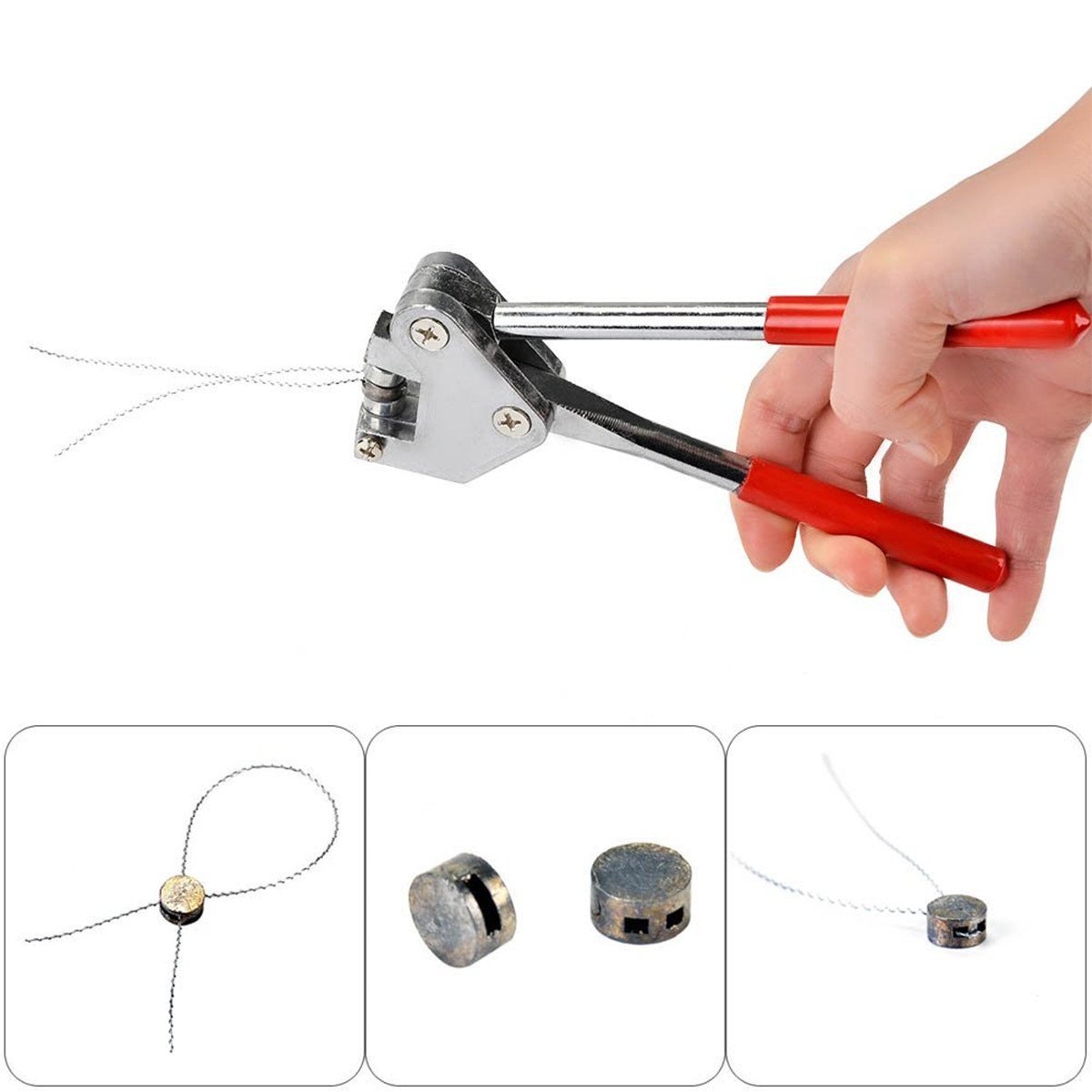 Sigillo Pinza 16,5 cm, adatto per sigilli di piombo Ø 8 mm + Ø 10 mm, incluse accessori 500 sigilli di piombo 8 mm e 100 m dal filo