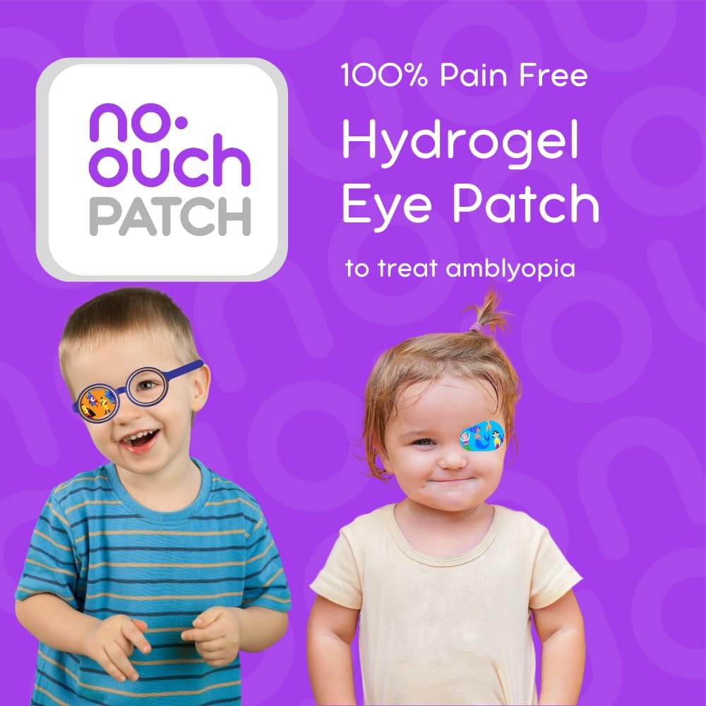 Medagel No-Ouch Eye Patches for Kids, Medical Grade Hydrogel Eye Patch for Amblyopia & Lazy Eye, Skin-Friendly & Breathable, Easy to Apply & Wear, Fun Mermaid Design, 20 Reusable Eye Patches