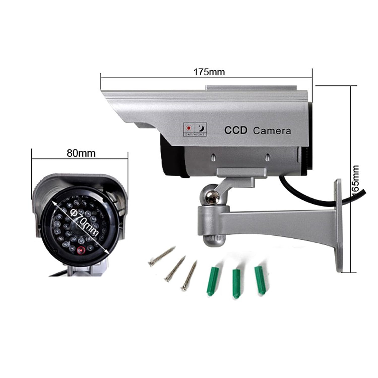 Maclean SOL1200 - Cámara de Vigilancia Simulada con LED Intermitente con Módulo Solar (4)