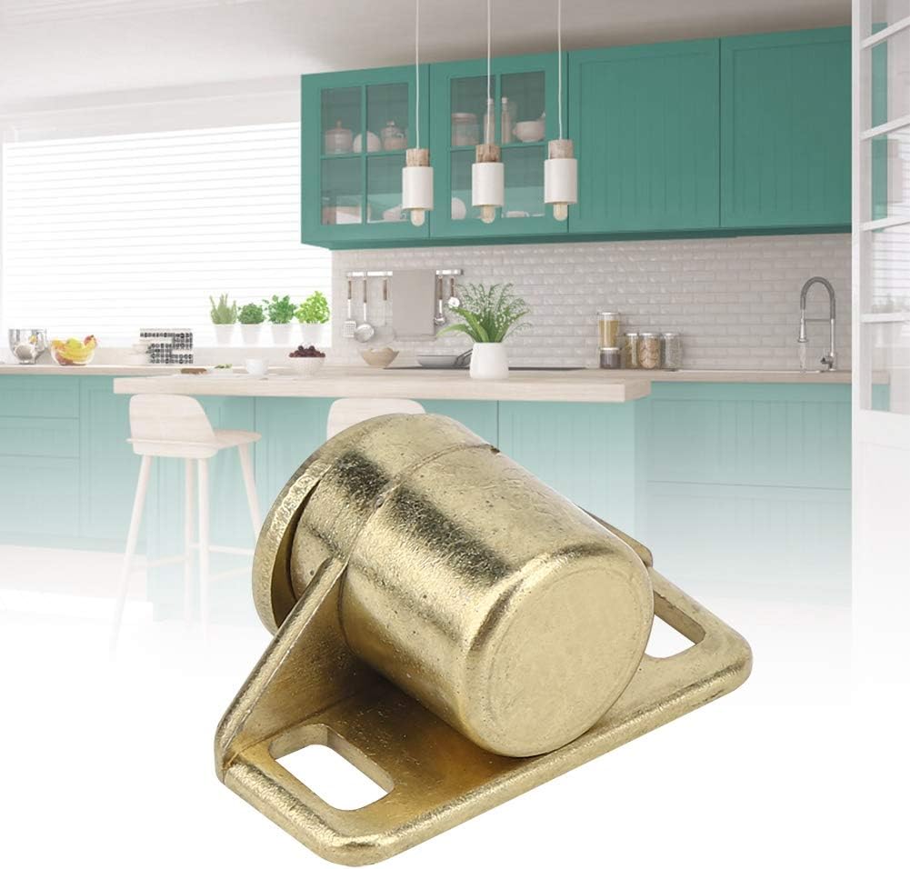 4 Sets Magnetic Door Catch with Auto Shutdown, Zinc Alloy Gold Antique Finish for Cabinet Drawer Wardrobe, Easy Install Hardware Kit for Home Kitchen Bathroom