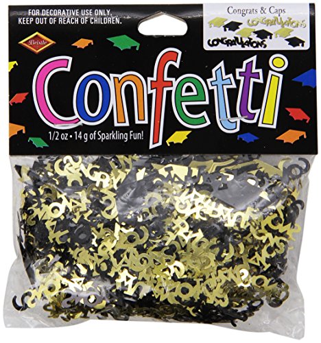 Beistle Congrats Caps Black & Gold Confetti