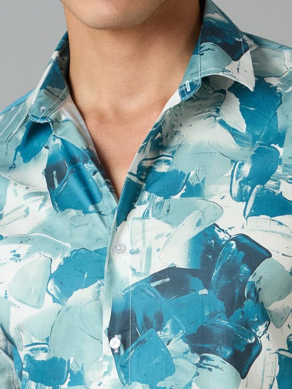 Image of Men's Printed Regular Fit Full Sleeves Cotton Formal Shirt